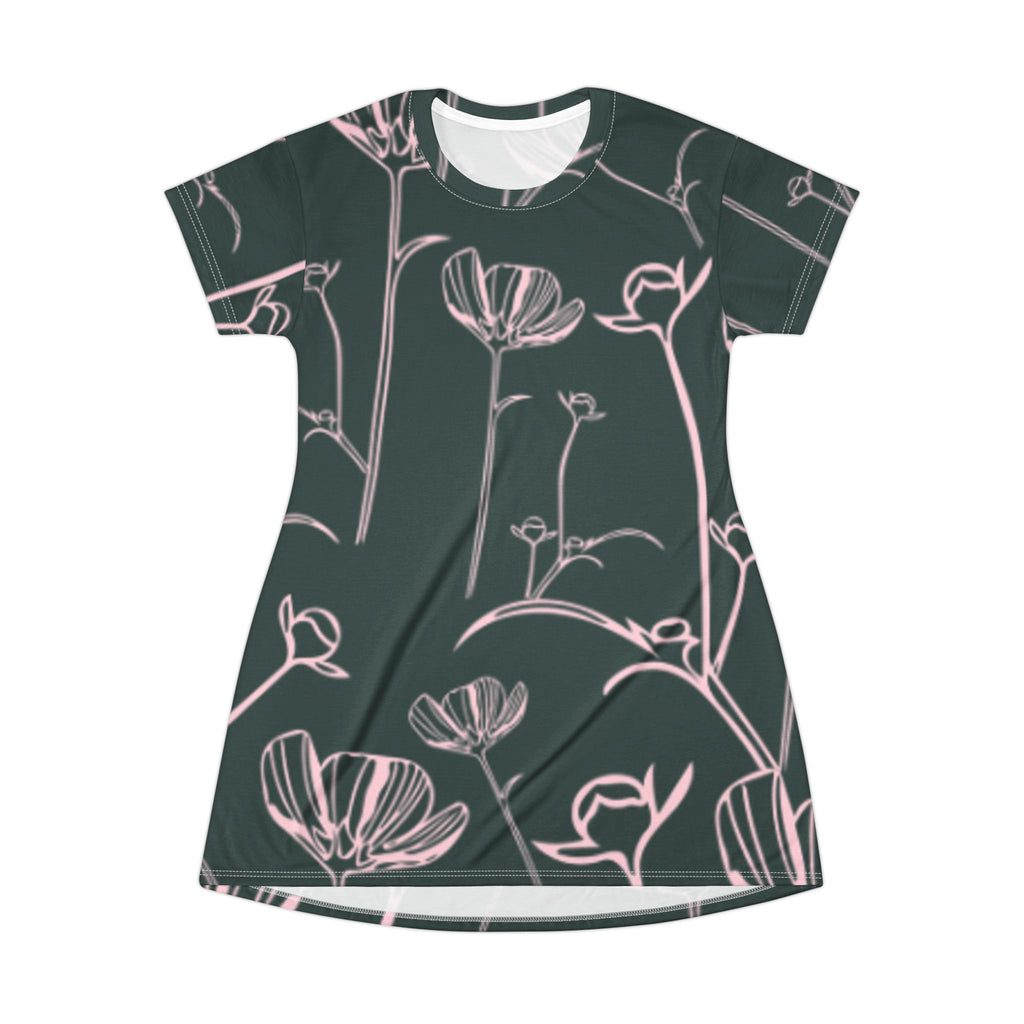 Floral Sketch T-Shirt Dress