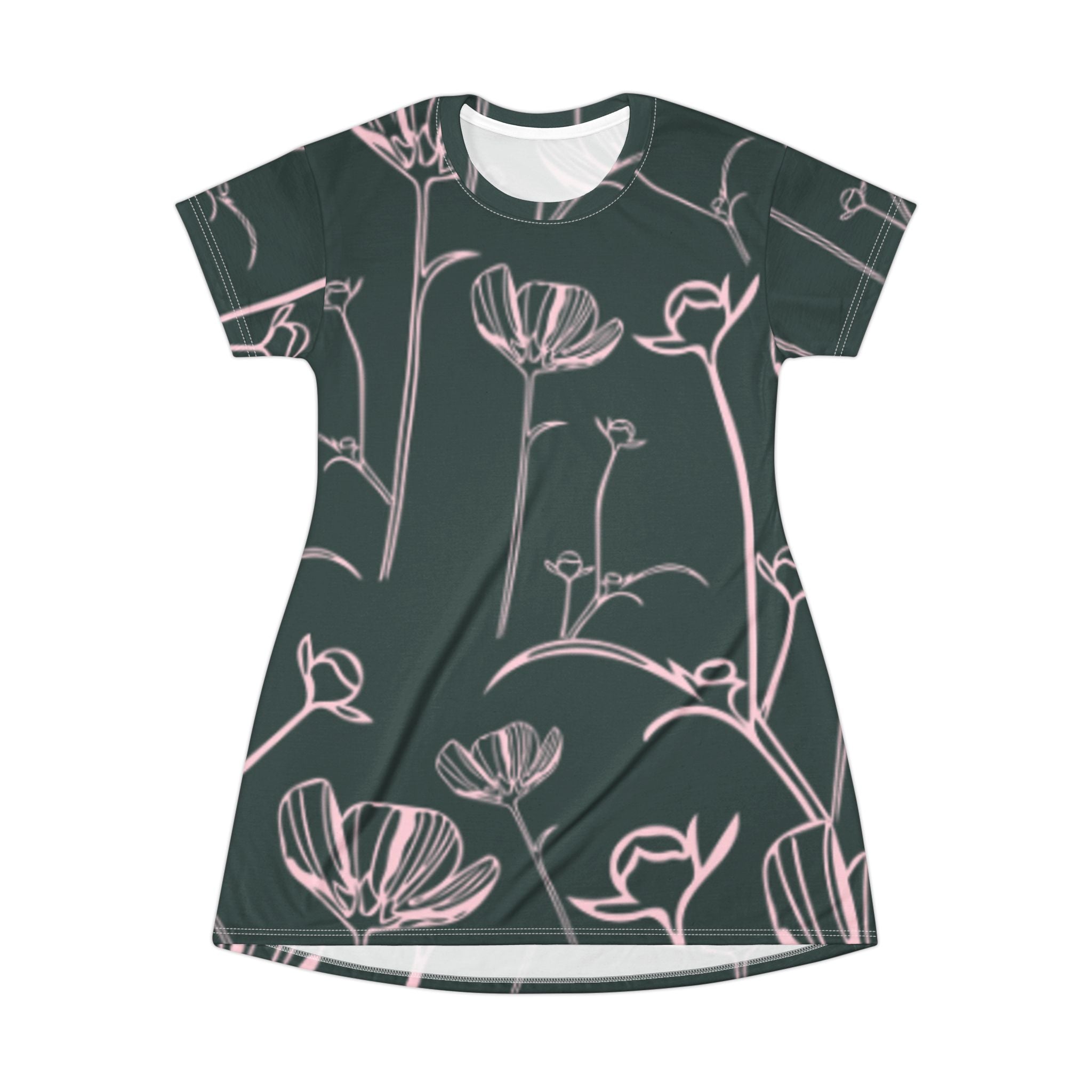 Floral Sketch T-Shirt Dress