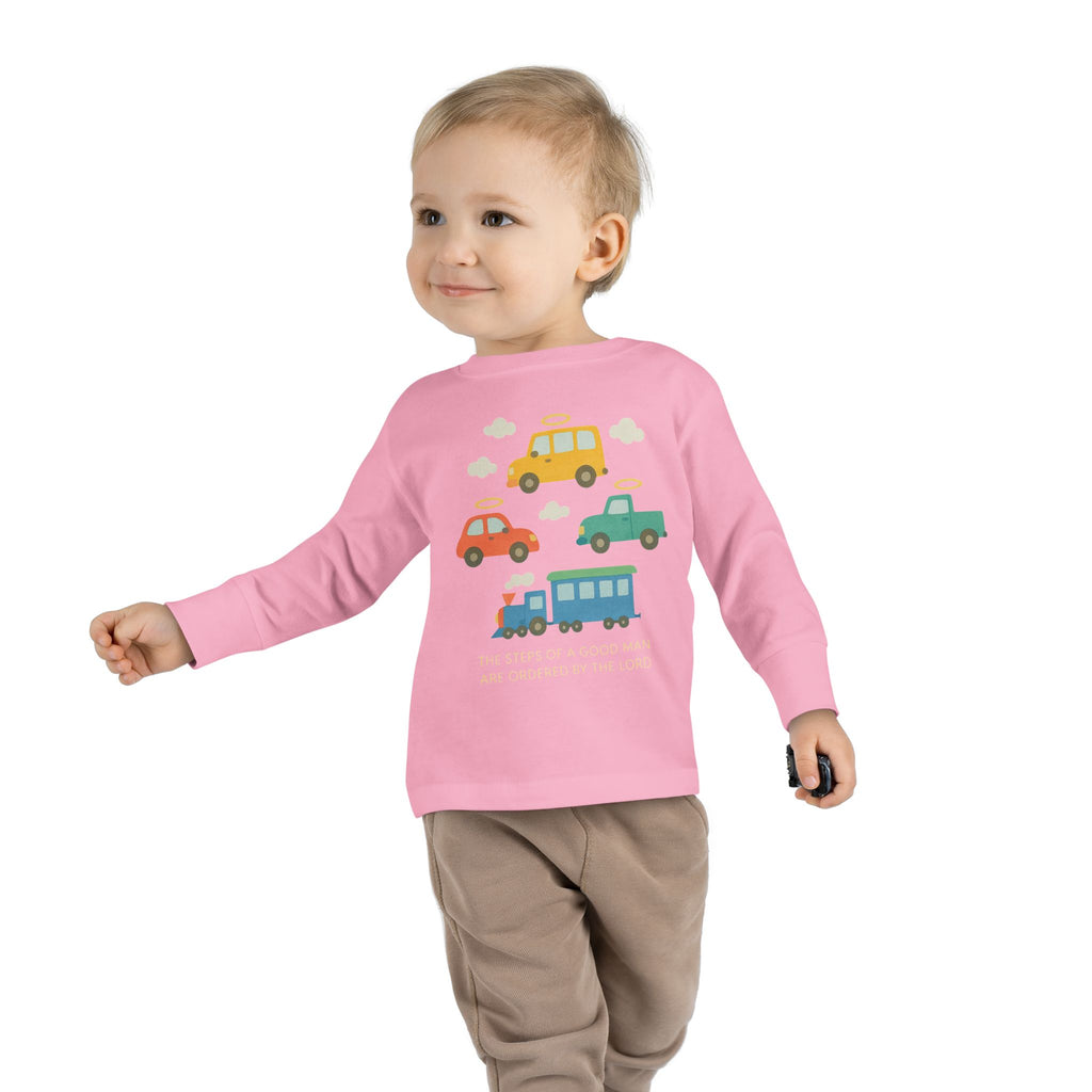 Cute Cartoon Vehicles Train & Cars Toddler Long Sleeve Tee