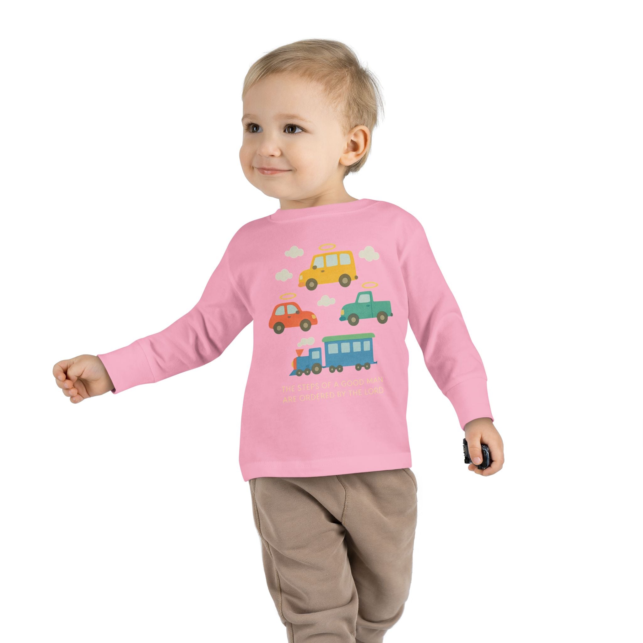Cute Cartoon Vehicles Train & Cars Toddler Long Sleeve Tee