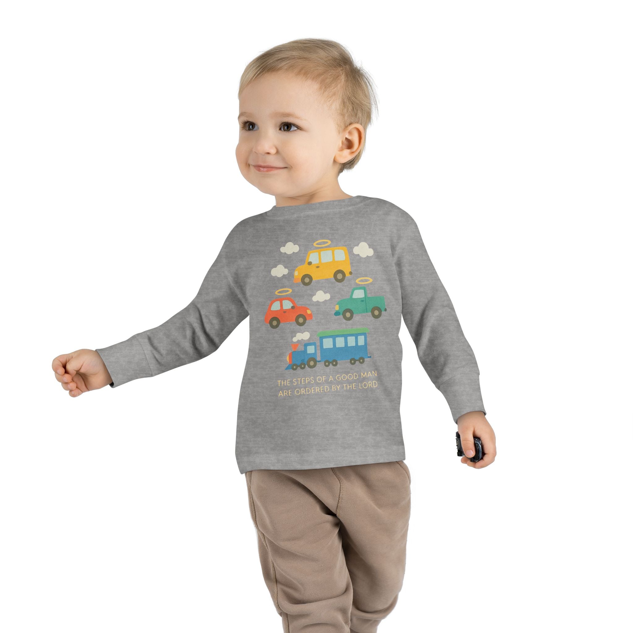 Cute Cartoon Vehicles Train & Cars Toddler Long Sleeve Tee