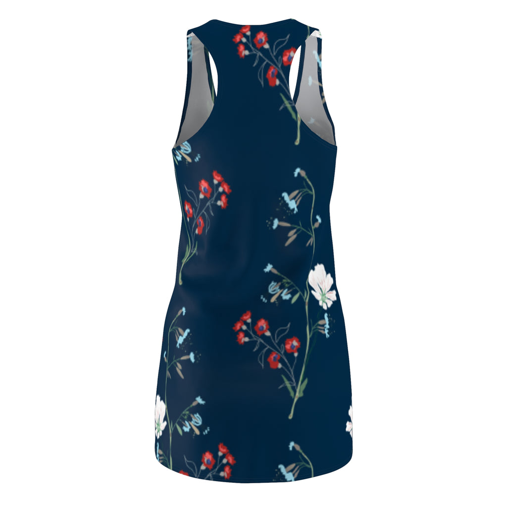Navy Floral Racerback Dress — Red & White Wildflower Print (Women’s)