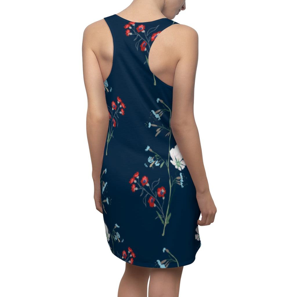 Navy Floral Racerback Dress — Red & White Wildflower Print (Women’s)