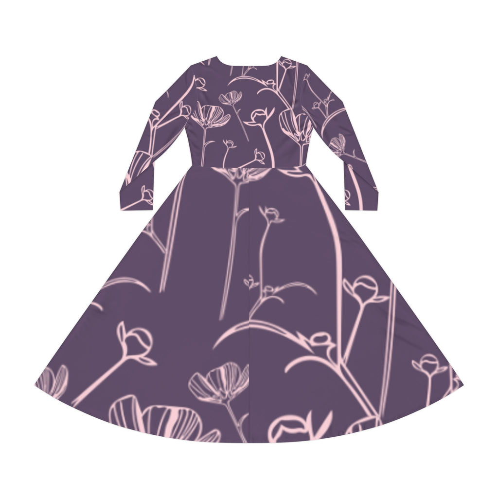 Floral Long-Sleeve Dance Dress
