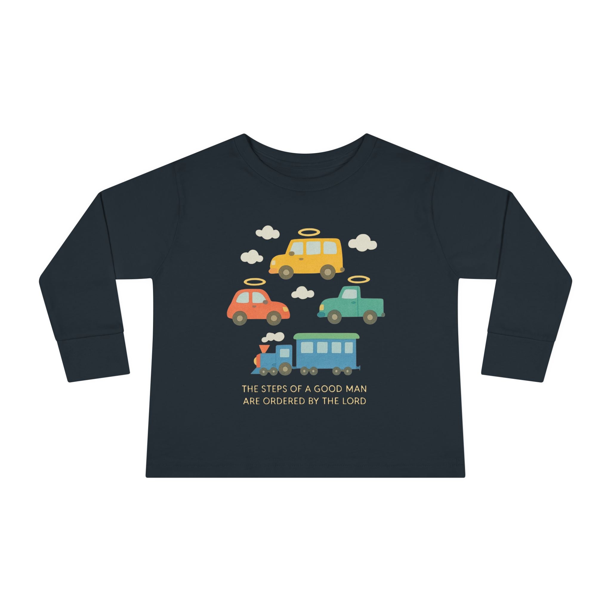 Cute Cartoon Vehicles Train & Cars Toddler Long Sleeve Tee