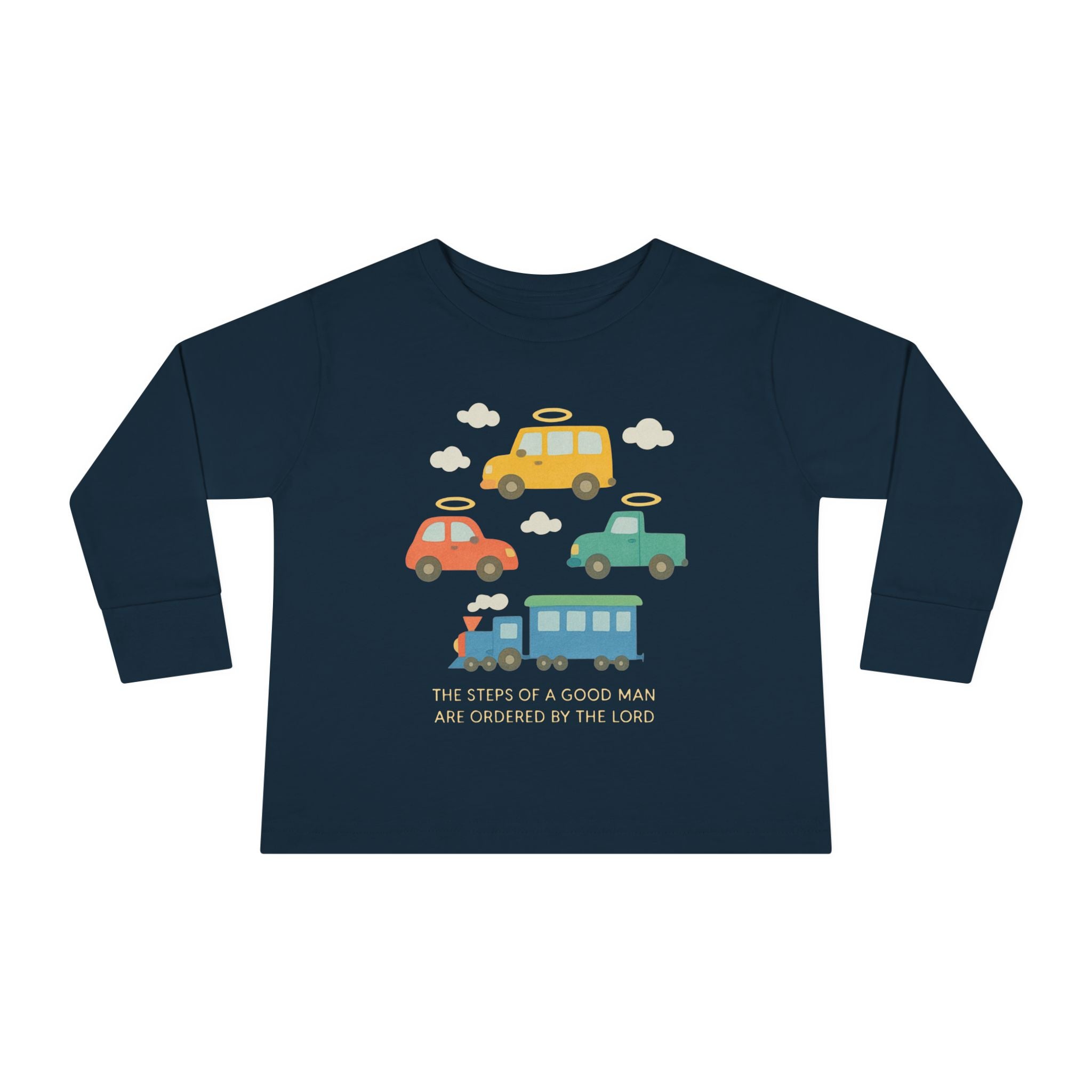 Cute Cartoon Vehicles Train & Cars Toddler Long Sleeve Tee