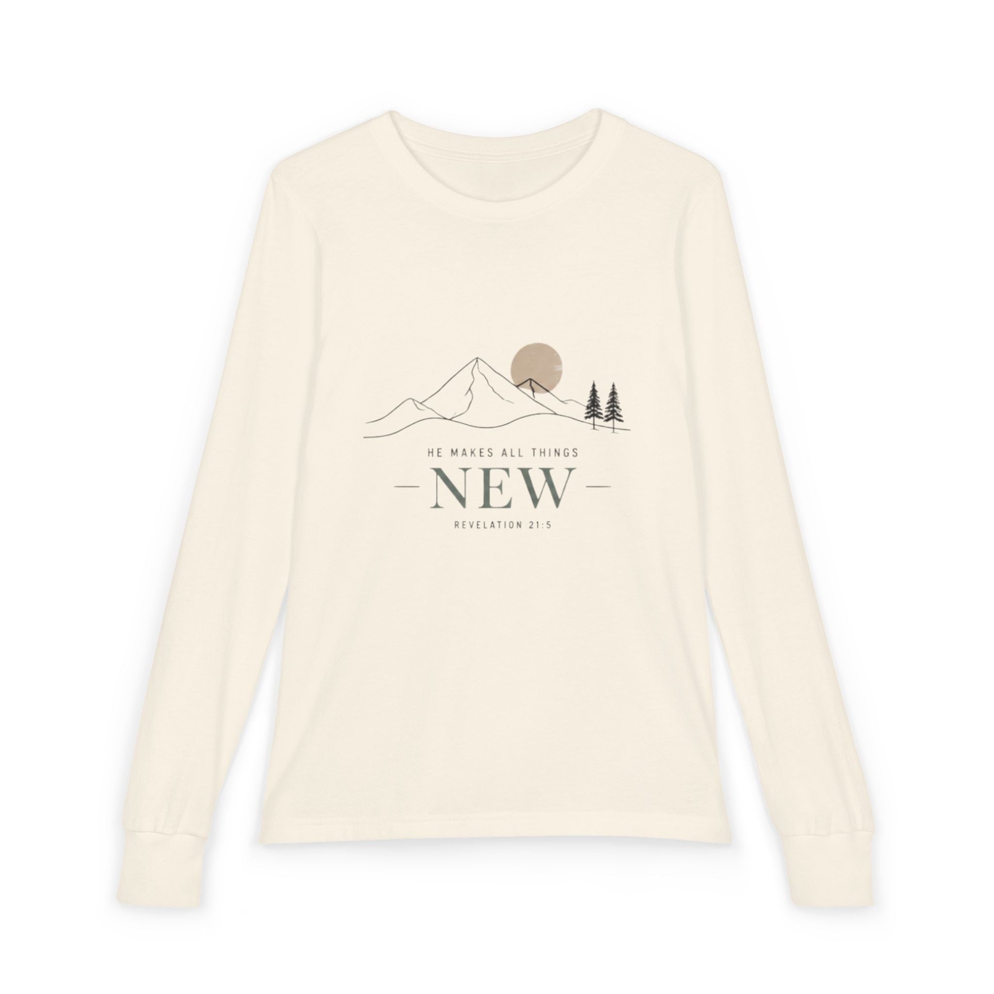 'New' Mountain Graphic & Back Youth Long Sleeve Tee -