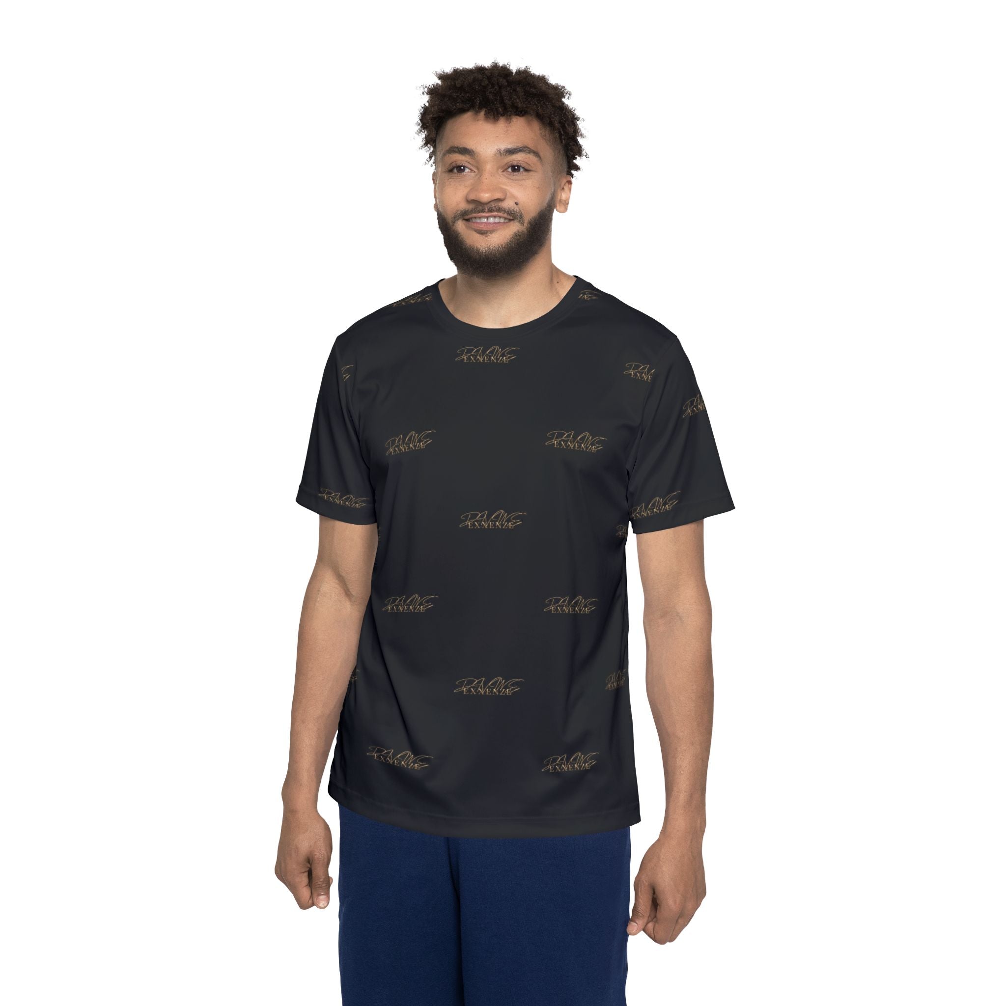Men's Black Gold Exxenze Logo All-Over Print