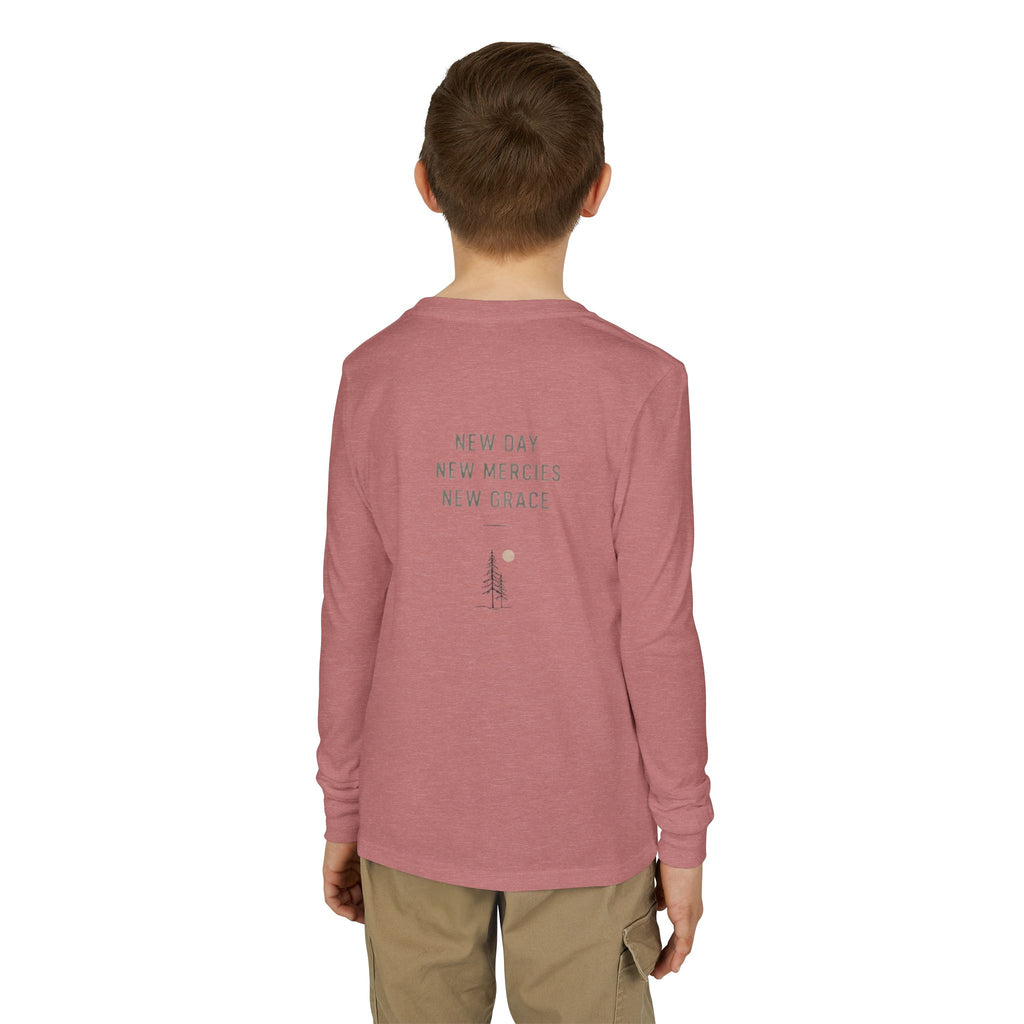 'New' Mountain Graphic & Back Youth Long Sleeve Tee -