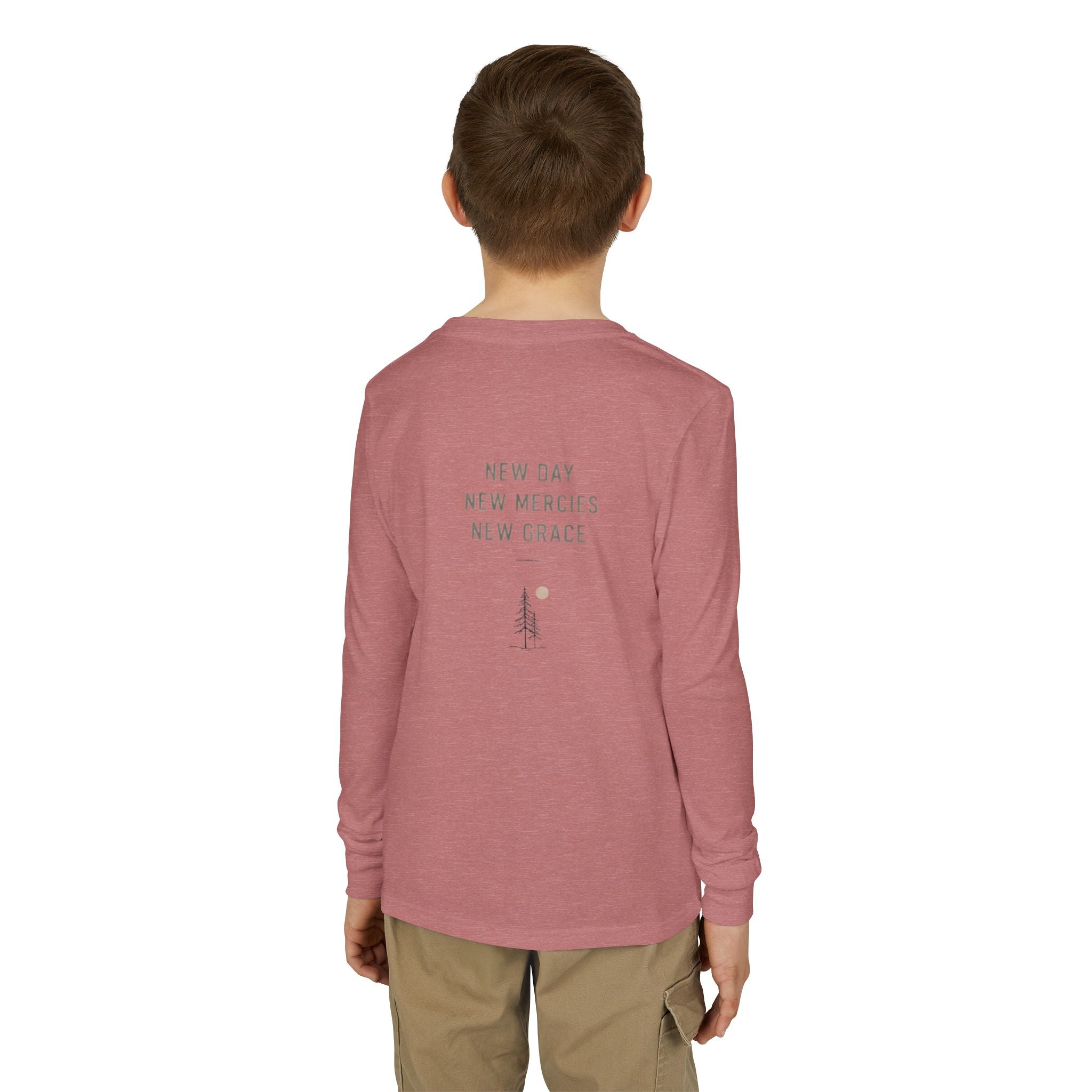 'New' Mountain Graphic & Back Youth Long Sleeve Tee -