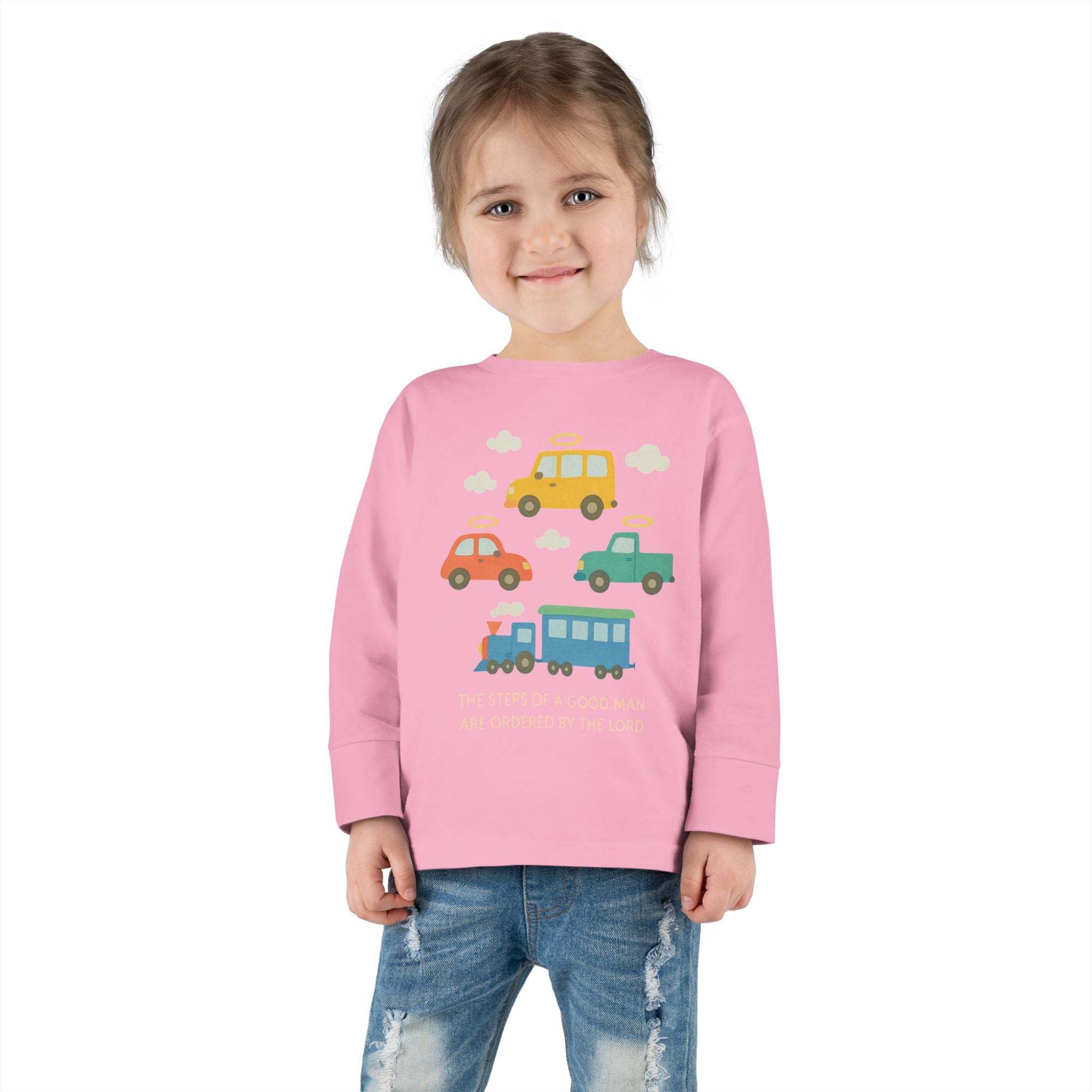 Cute Cartoon Vehicles Train & Cars Toddler Long Sleeve Tee