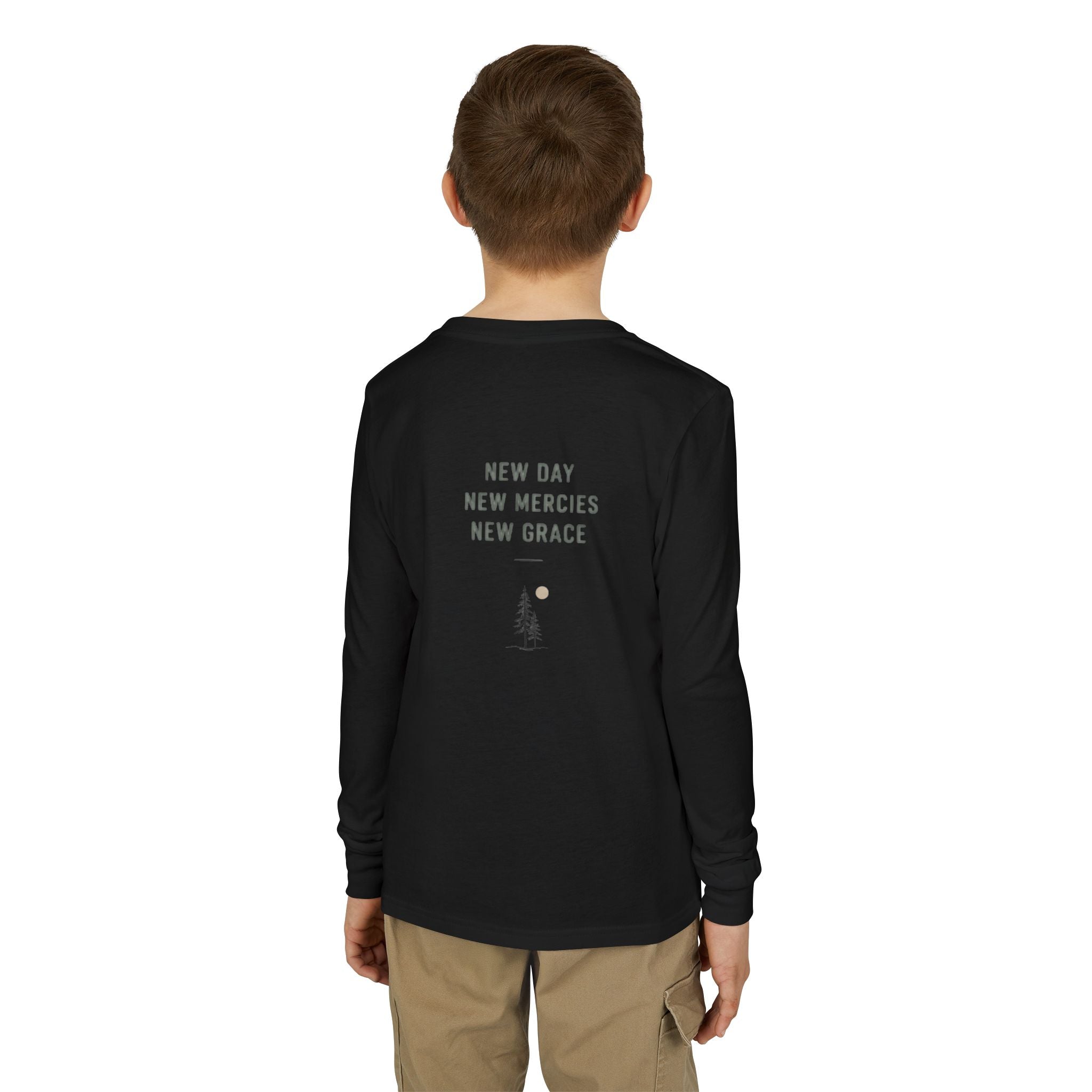 'New' Mountain Graphic & Back Youth Long Sleeve Tee -