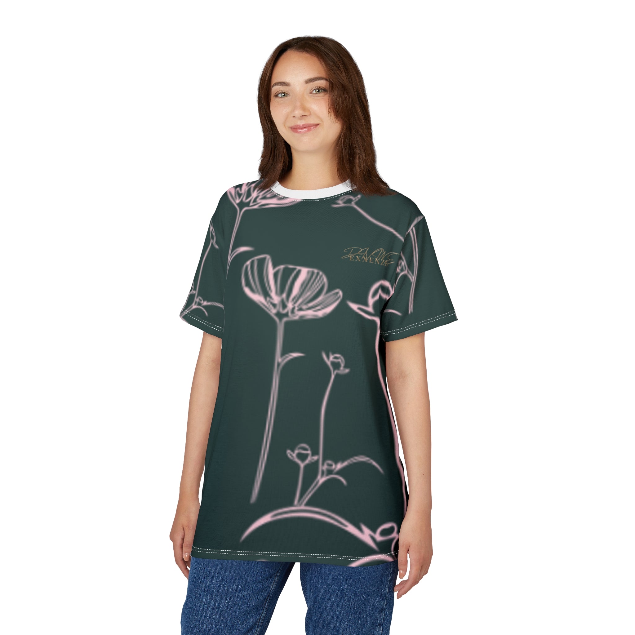 Exxenze Floral Outline All-Over Print Tee