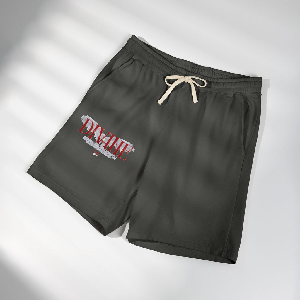 Divine Graphic Sweat Shorts — Lightweight Garment-Dyed Fleece
