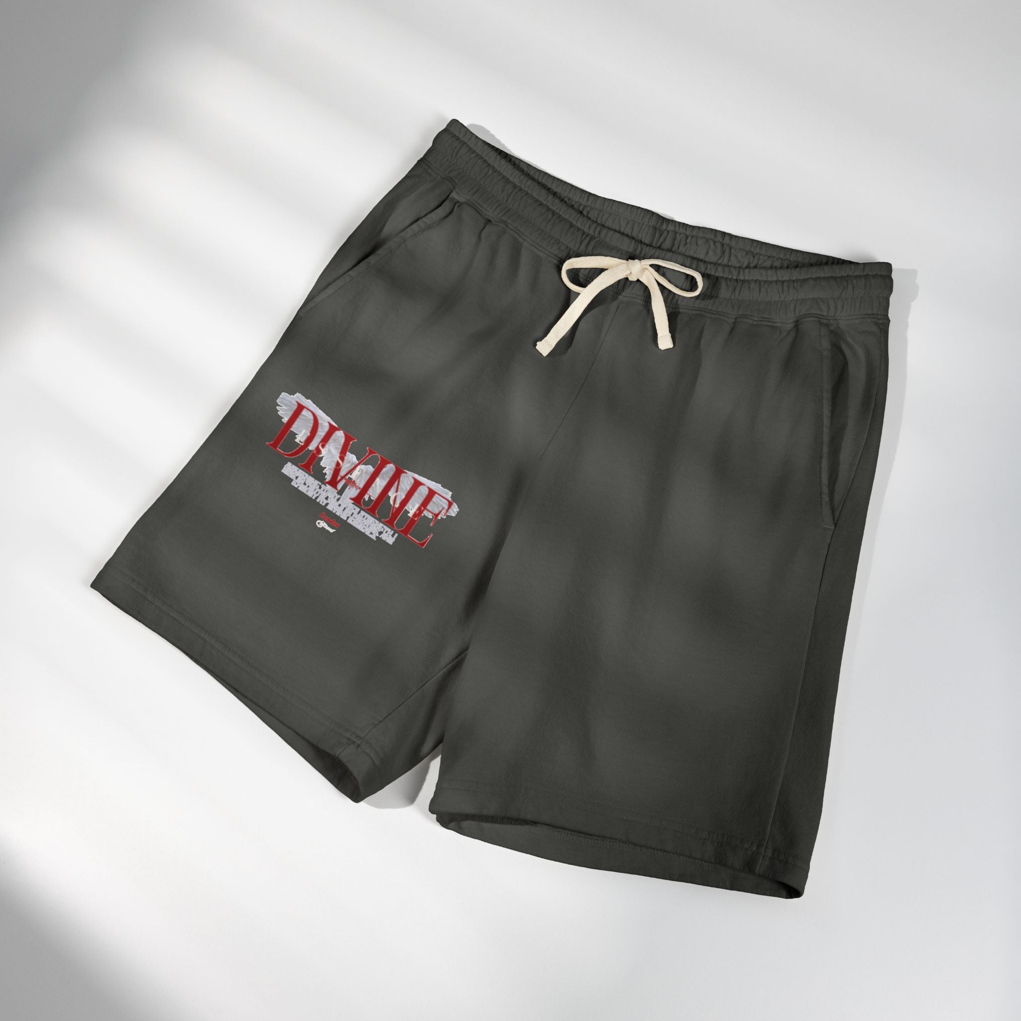 Divine Graphic Sweat Shorts — Lightweight Garment-Dyed Fleece