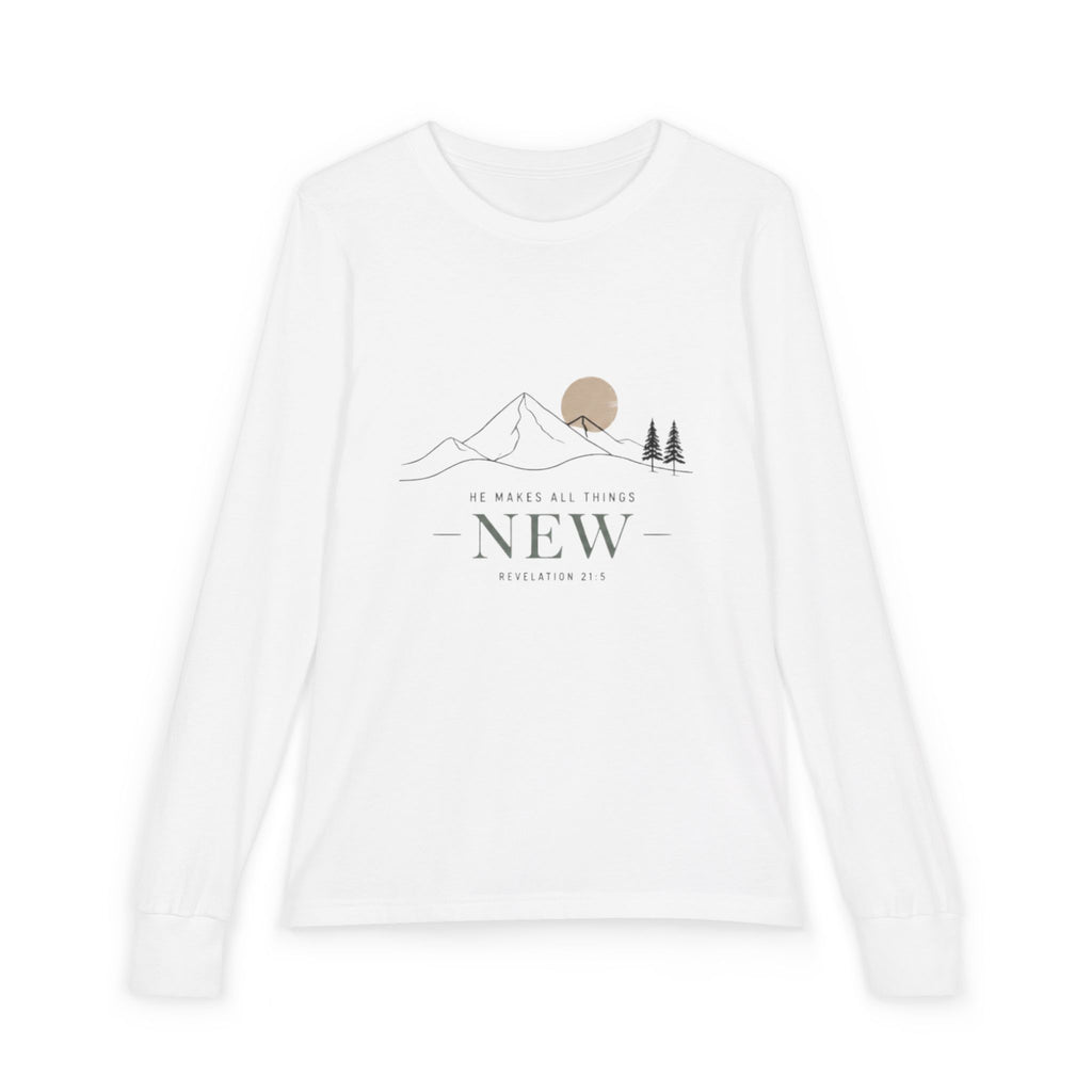 'New' Mountain Graphic & Back Youth Long Sleeve Tee -