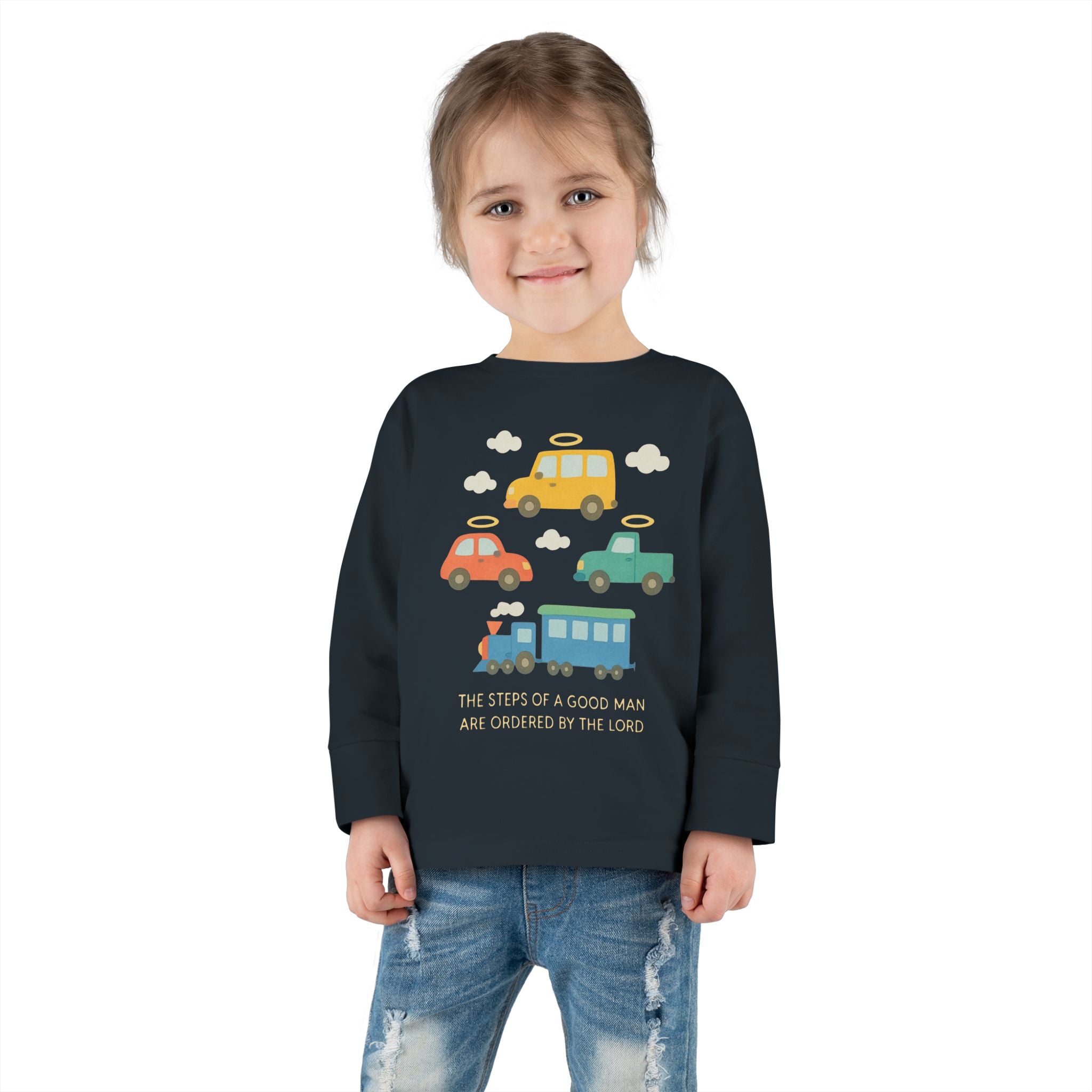 Cute Cartoon Vehicles Train & Cars Toddler Long Sleeve Tee