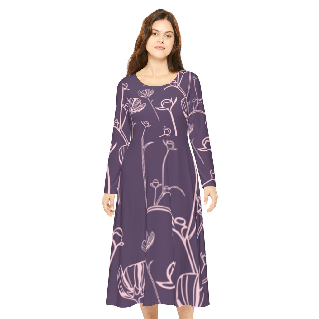 Floral Long-Sleeve Dance Dress