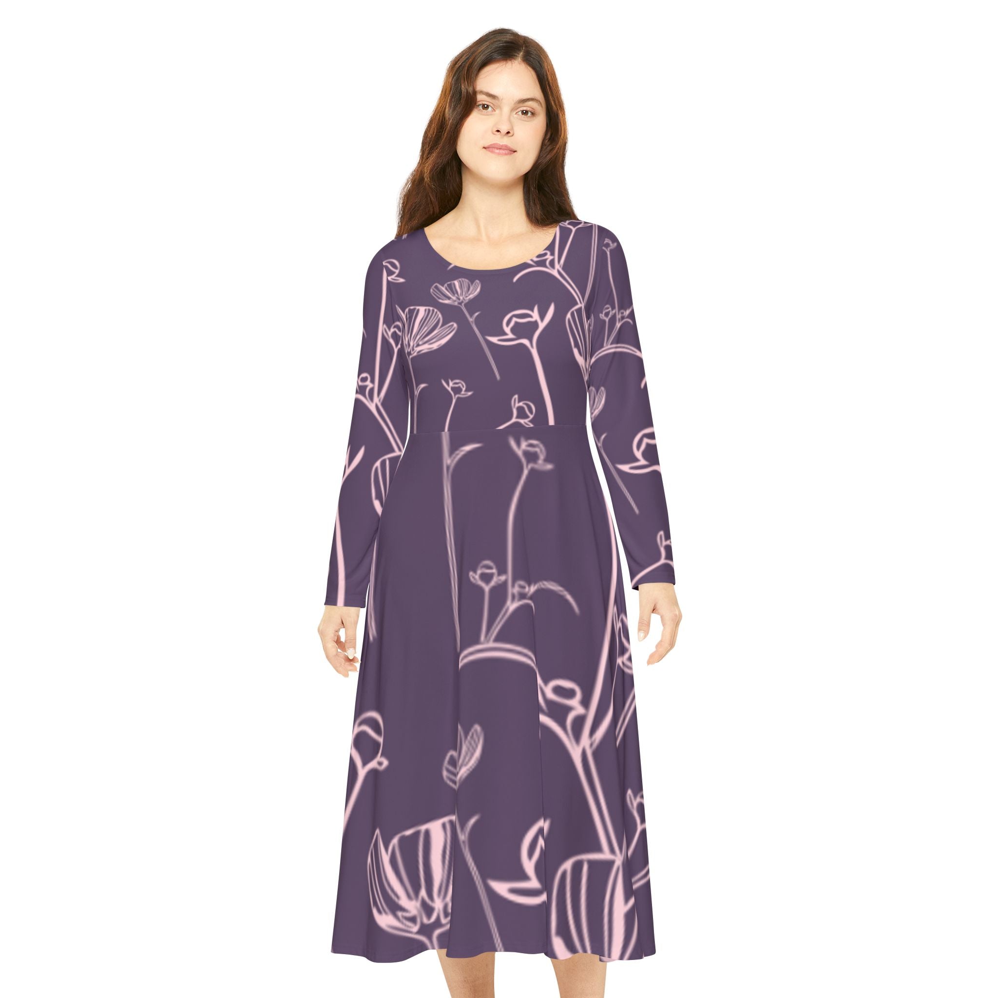 Floral Long-Sleeve Dance Dress