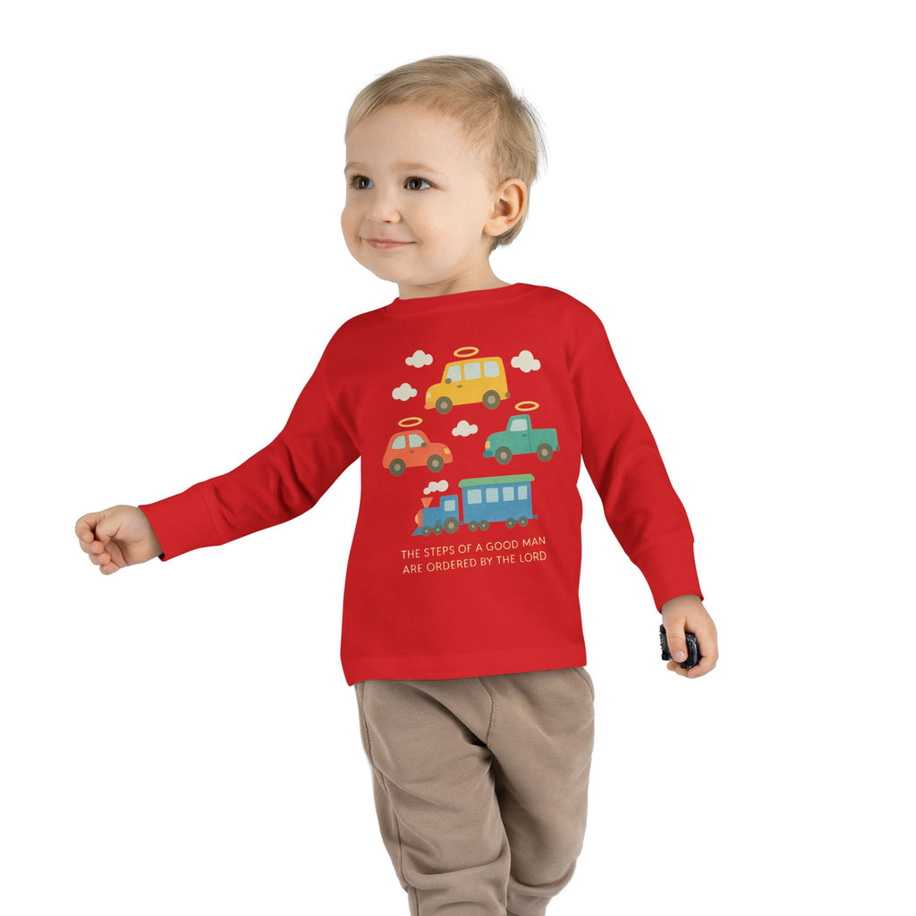 Cute Cartoon Vehicles Train & Cars Toddler Long Sleeve Tee