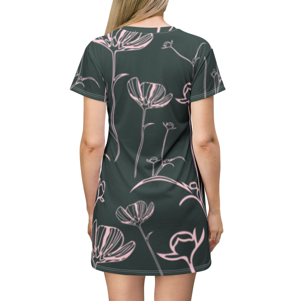 Floral Sketch T-Shirt Dress