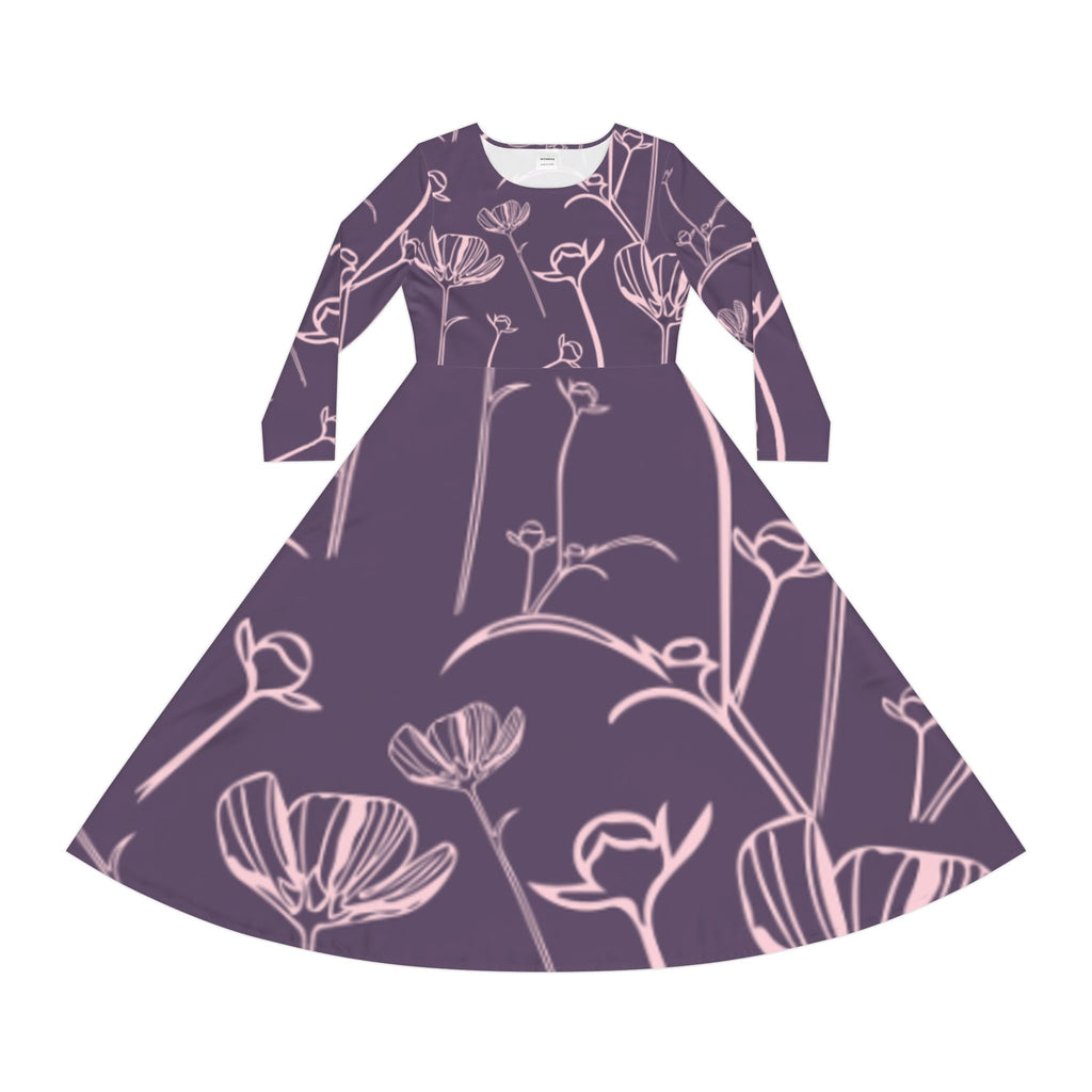 Floral Long-Sleeve Dance Dress