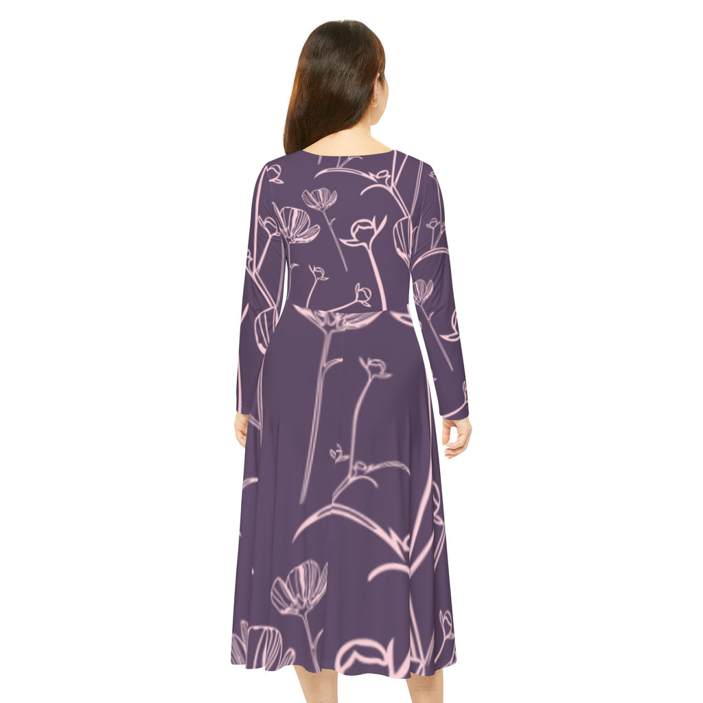 Floral Long-Sleeve Dance Dress