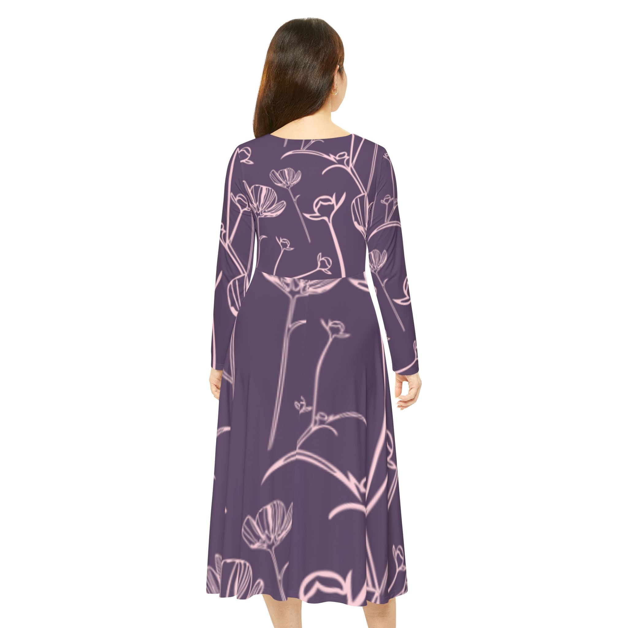 Floral Long-Sleeve Dance Dress
