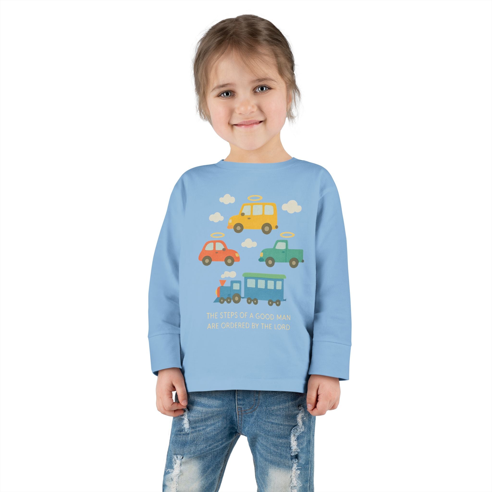 Cute Cartoon Vehicles Train & Cars Toddler Long Sleeve Tee