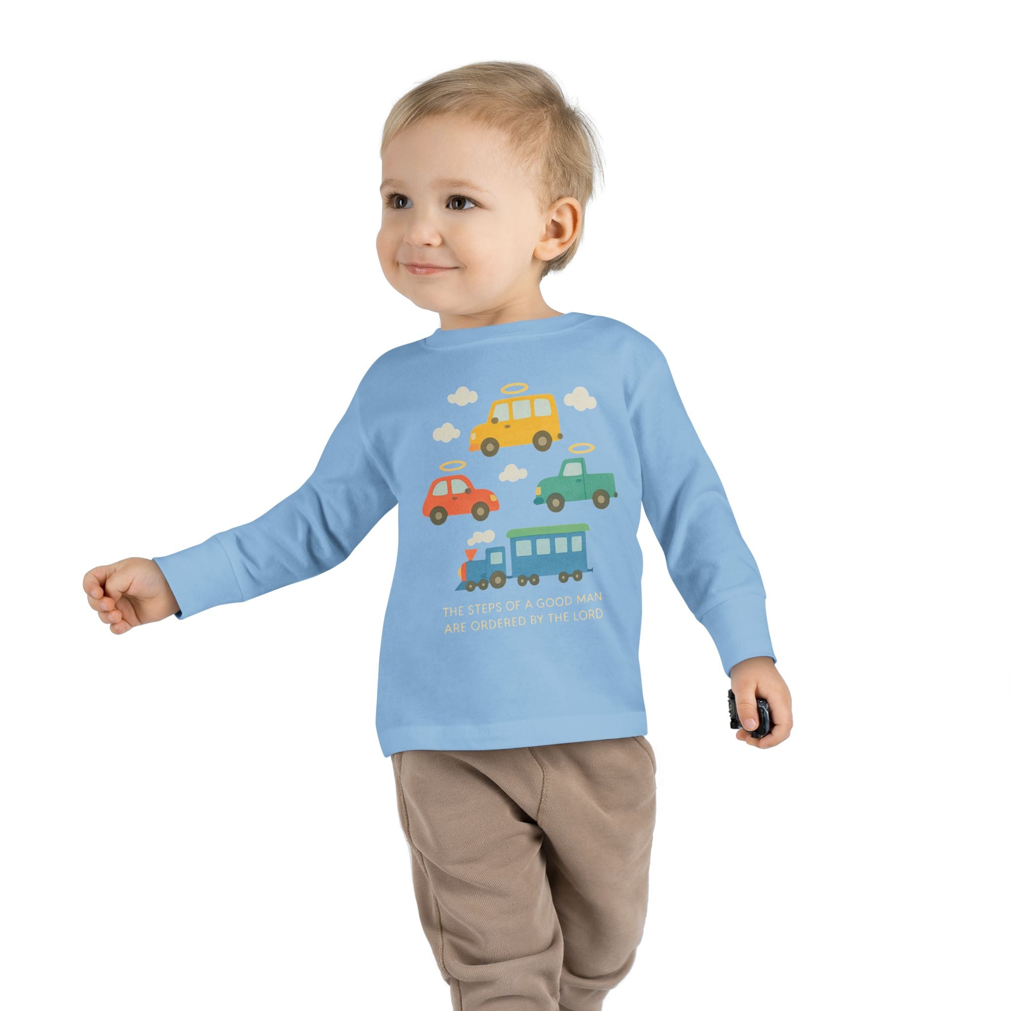 Cute Cartoon Vehicles Train & Cars Toddler Long Sleeve Tee