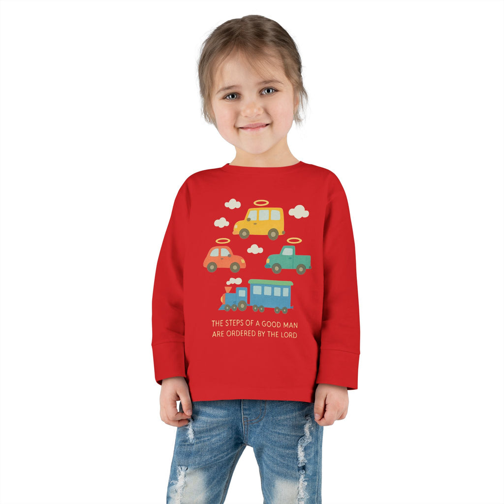 Cute Cartoon Vehicles Train & Cars Toddler Long Sleeve Tee