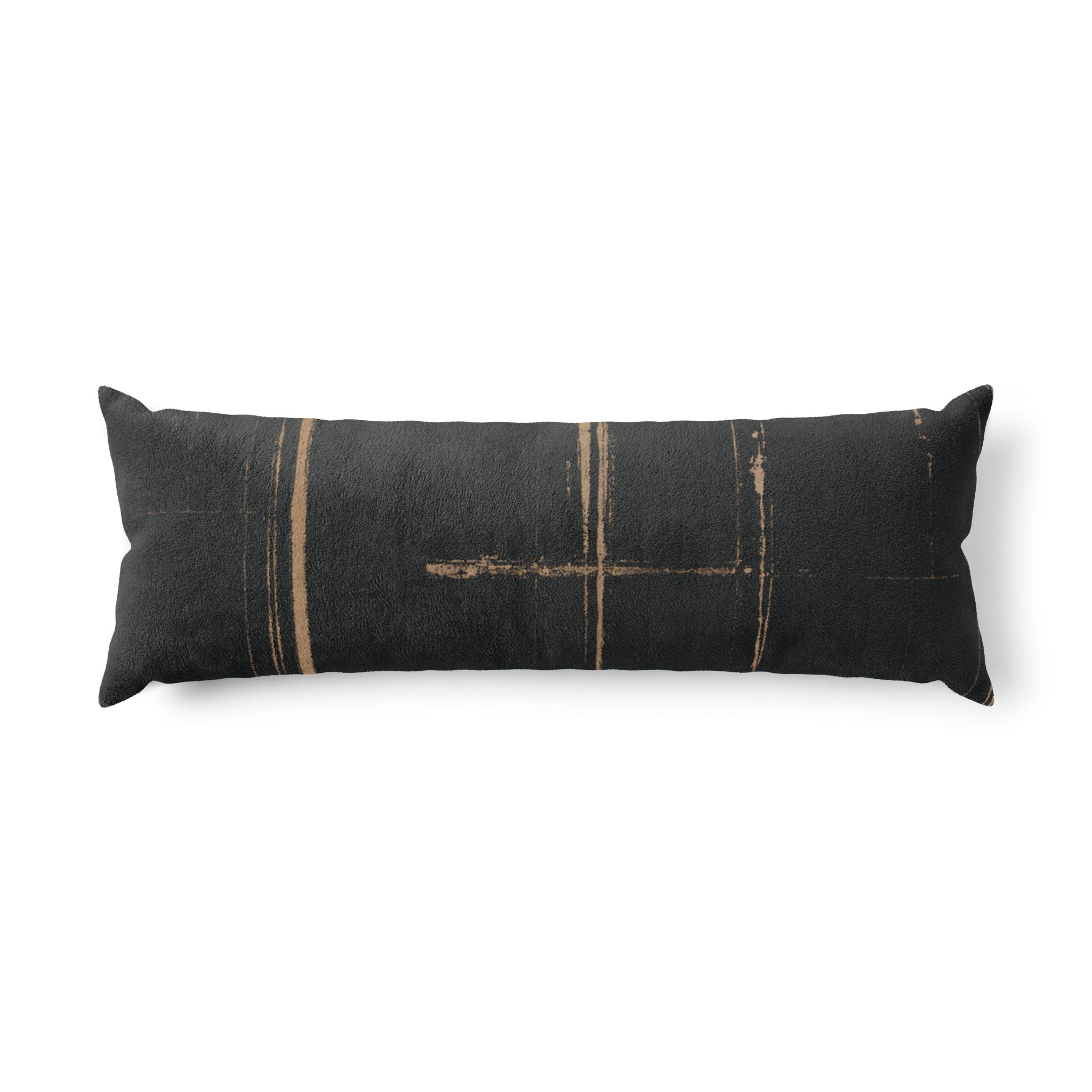 Artisanal Black & Tan Textured Body Pillow — Double-Sided Cozy Support