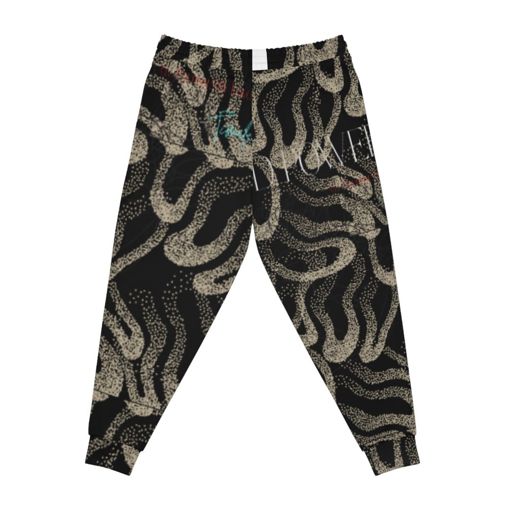 Abstract Black Wave Athletic Joggers — All-Over Print Streetwear