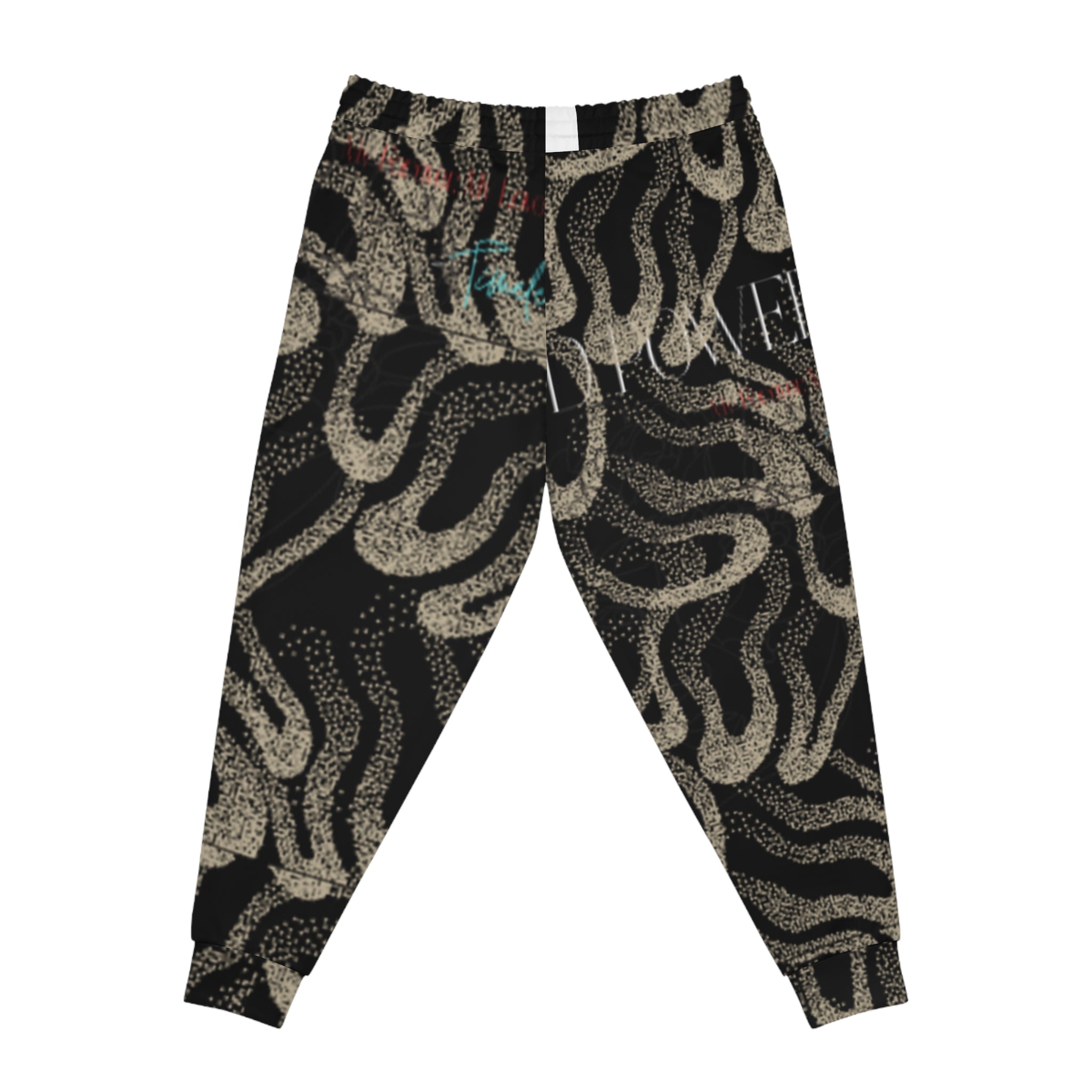 Abstract Black Wave Athletic Joggers — All-Over Print Streetwear