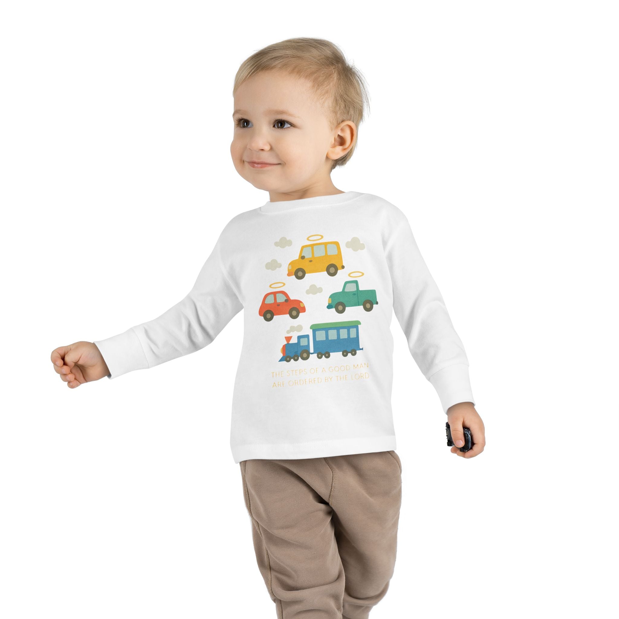 Cute Cartoon Vehicles Train & Cars Toddler Long Sleeve Tee