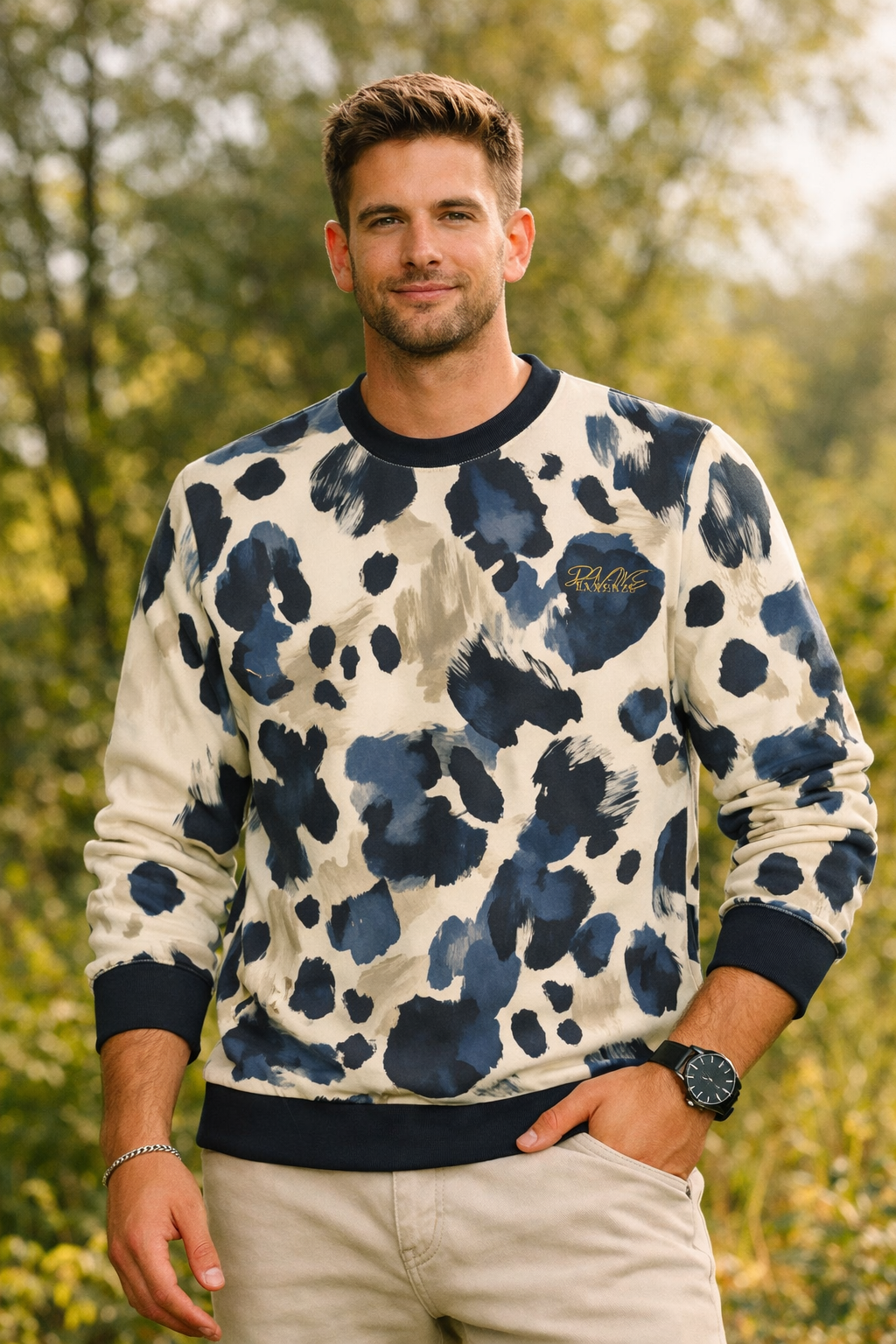 Blue Spock Embossed Crewneck