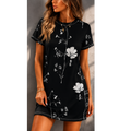 Black Floral T-Shirt Dress