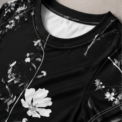 Black Floral T-Shirt Dress