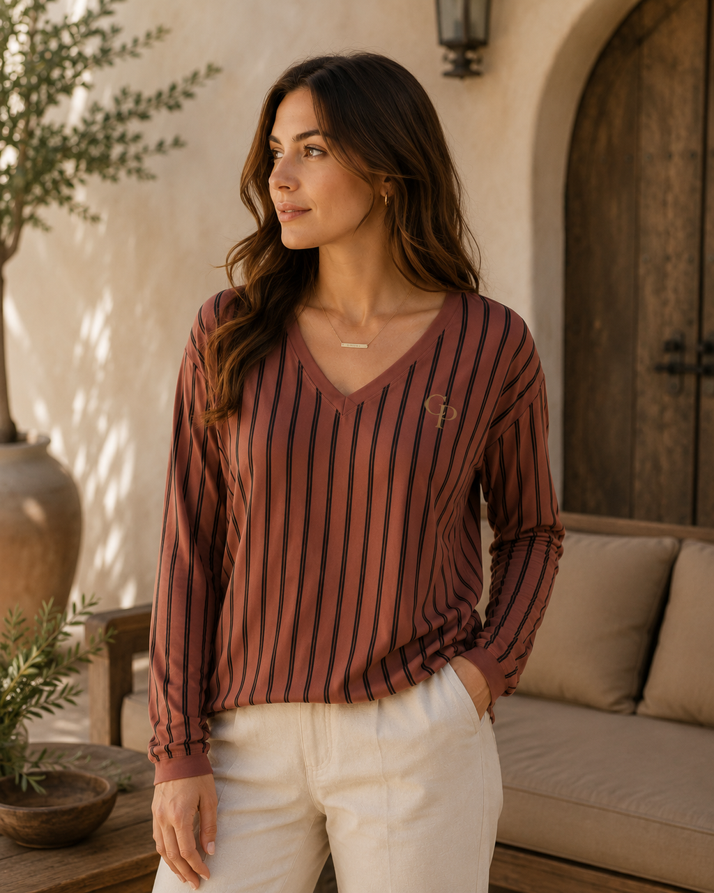 Terra Luxe™ V-Neck Long Sleeve Top