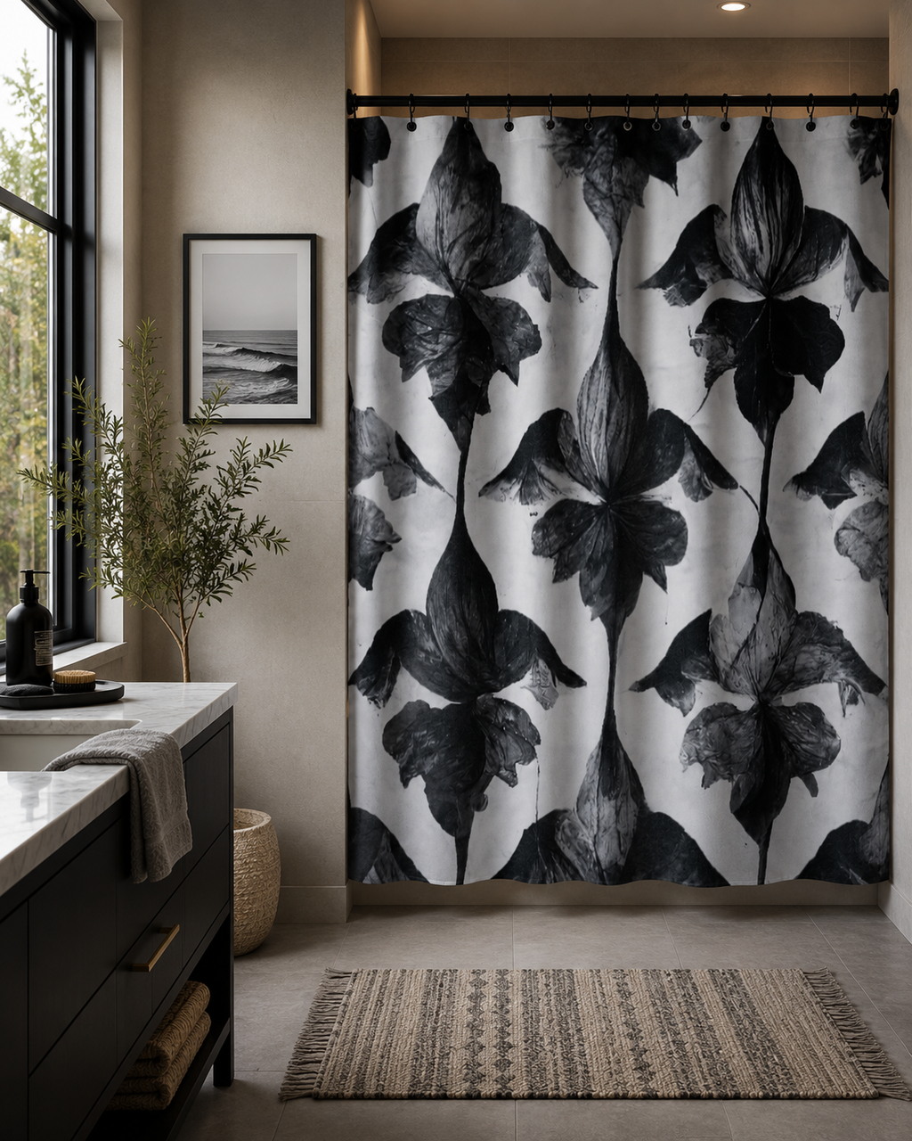 Midnight Botanica™ Shower Curtain
