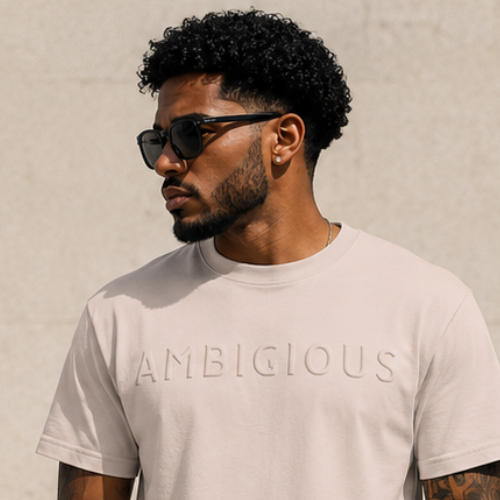 Ambitious Embossed T‑Shirt — Minimalist Motivational Tee