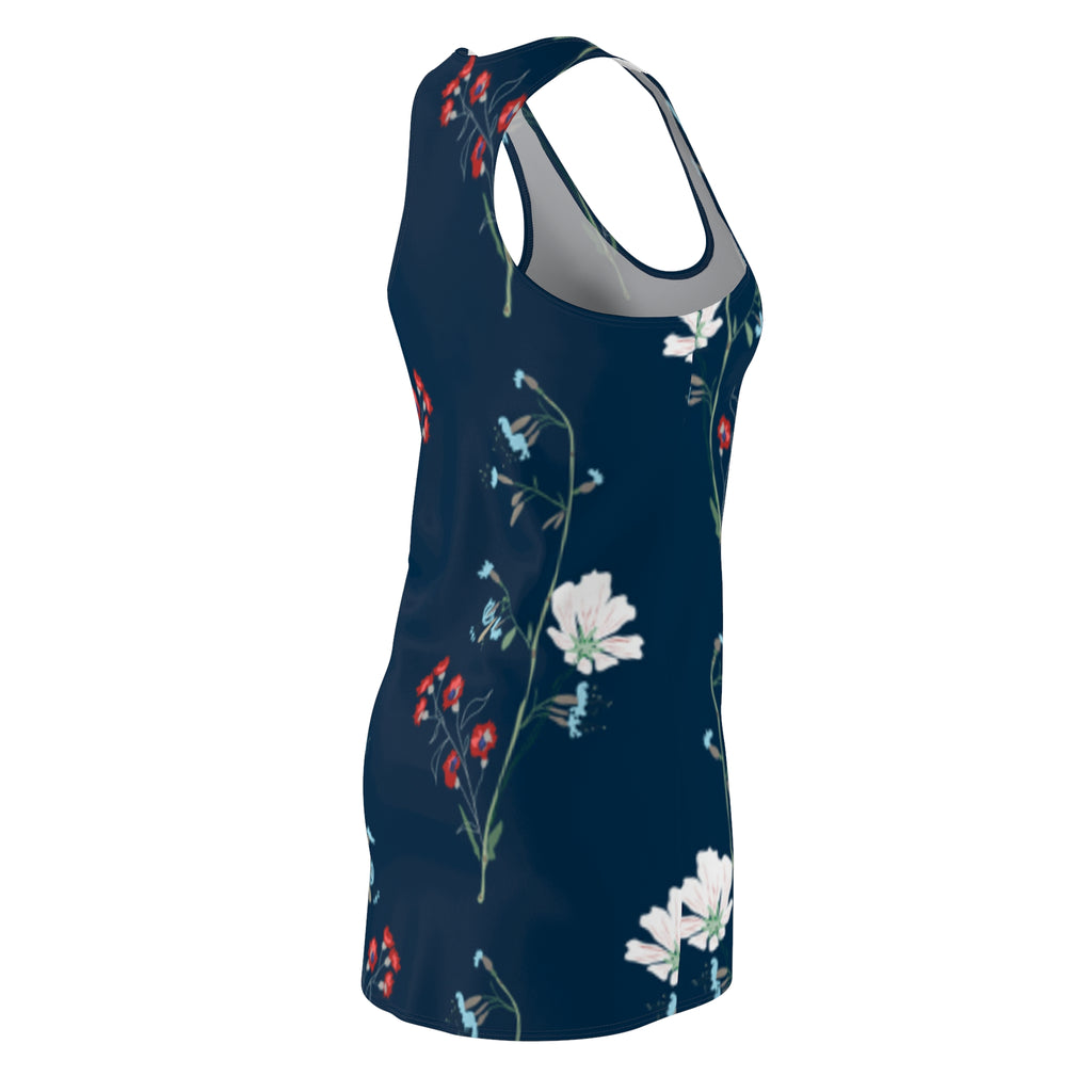 Navy Floral Racerback Dress — Red & White Wildflower Print (Women’s)