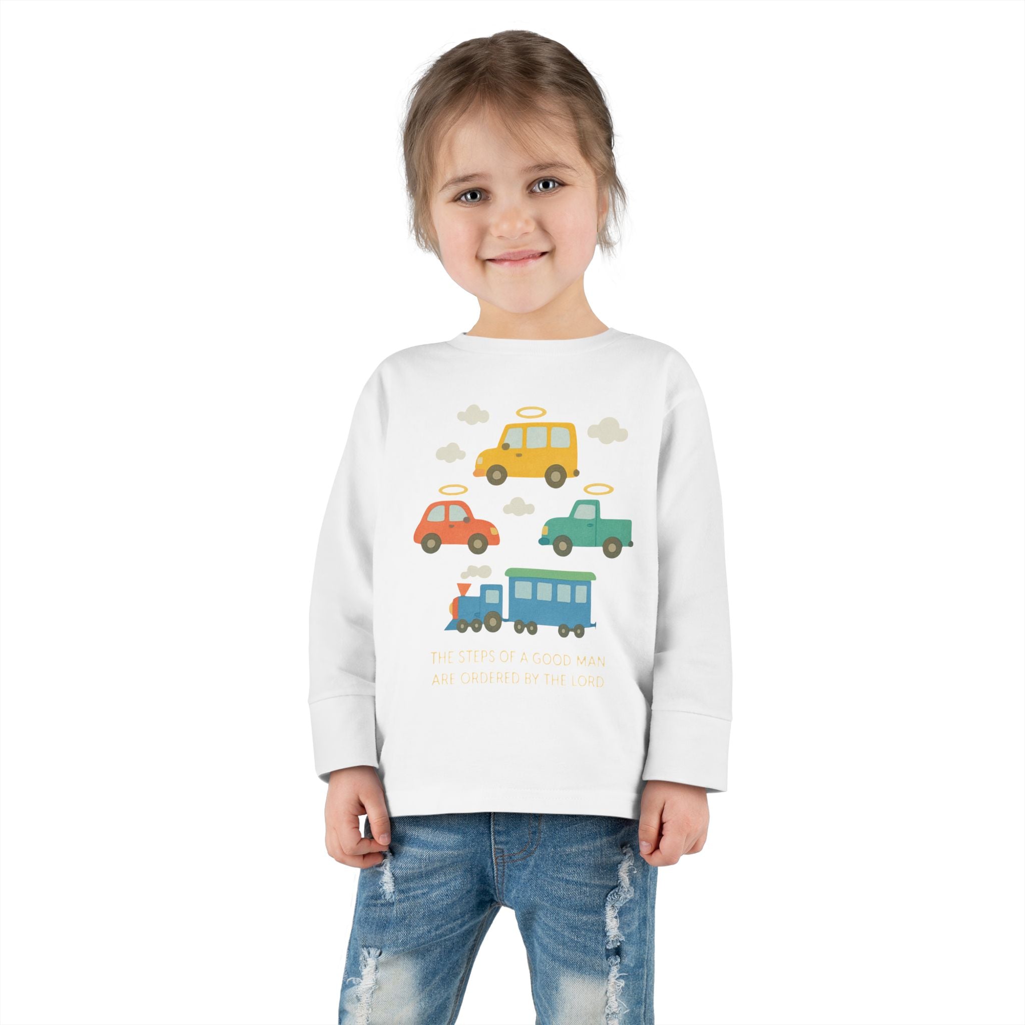 Cute Cartoon Vehicles Train & Cars Toddler Long Sleeve Tee