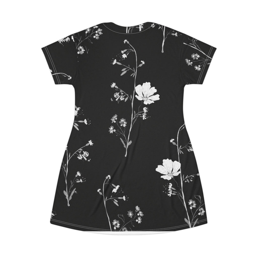 Black Floral T-Shirt Dress