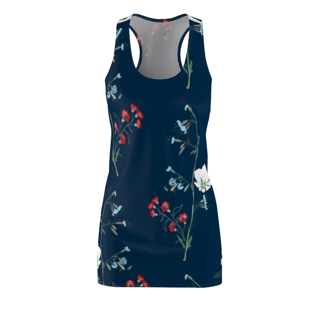 Navy Floral Racerback Dress — Red & White Wildflower Print (Women’s)