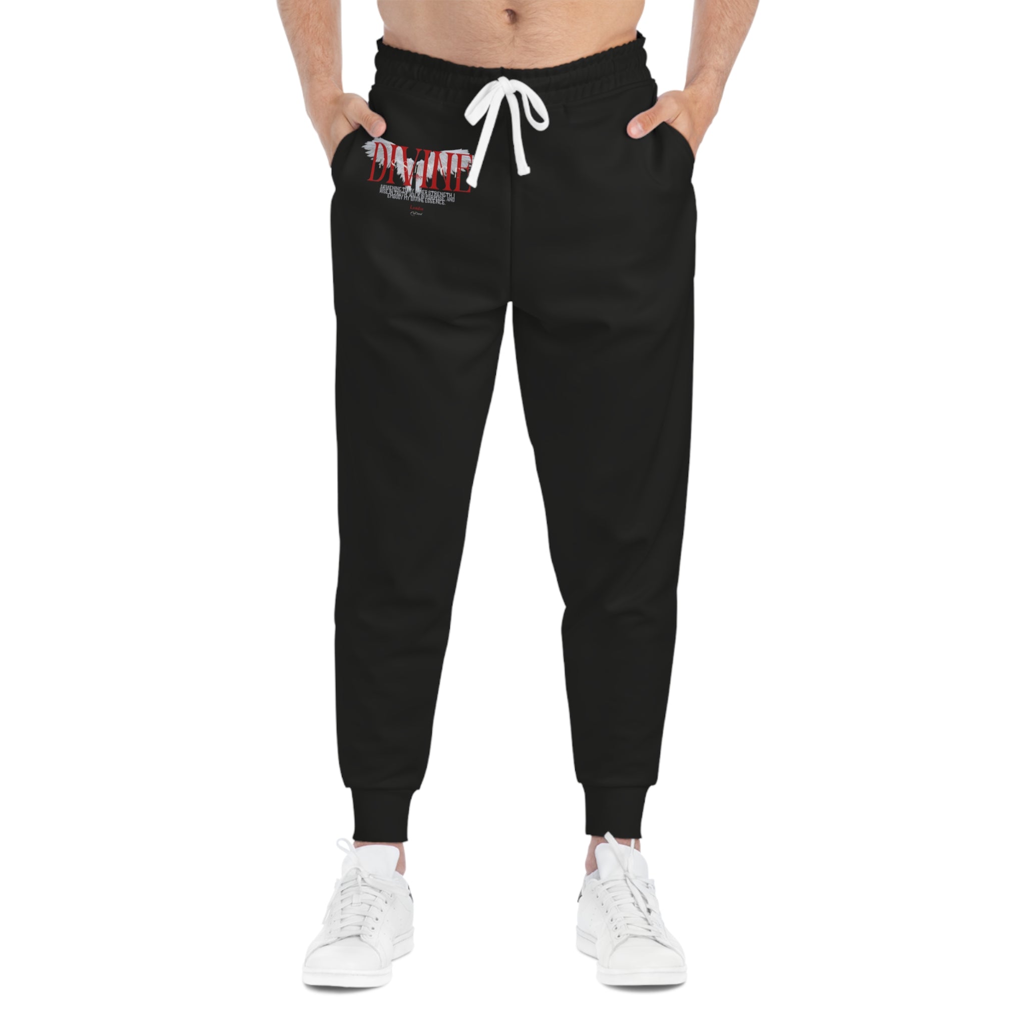 Black Athletic Joggers with Red 'DAWIT' Distressed Logo