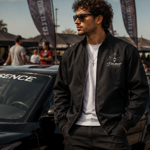 Divine Essence Stand Collar Bomber Jacket