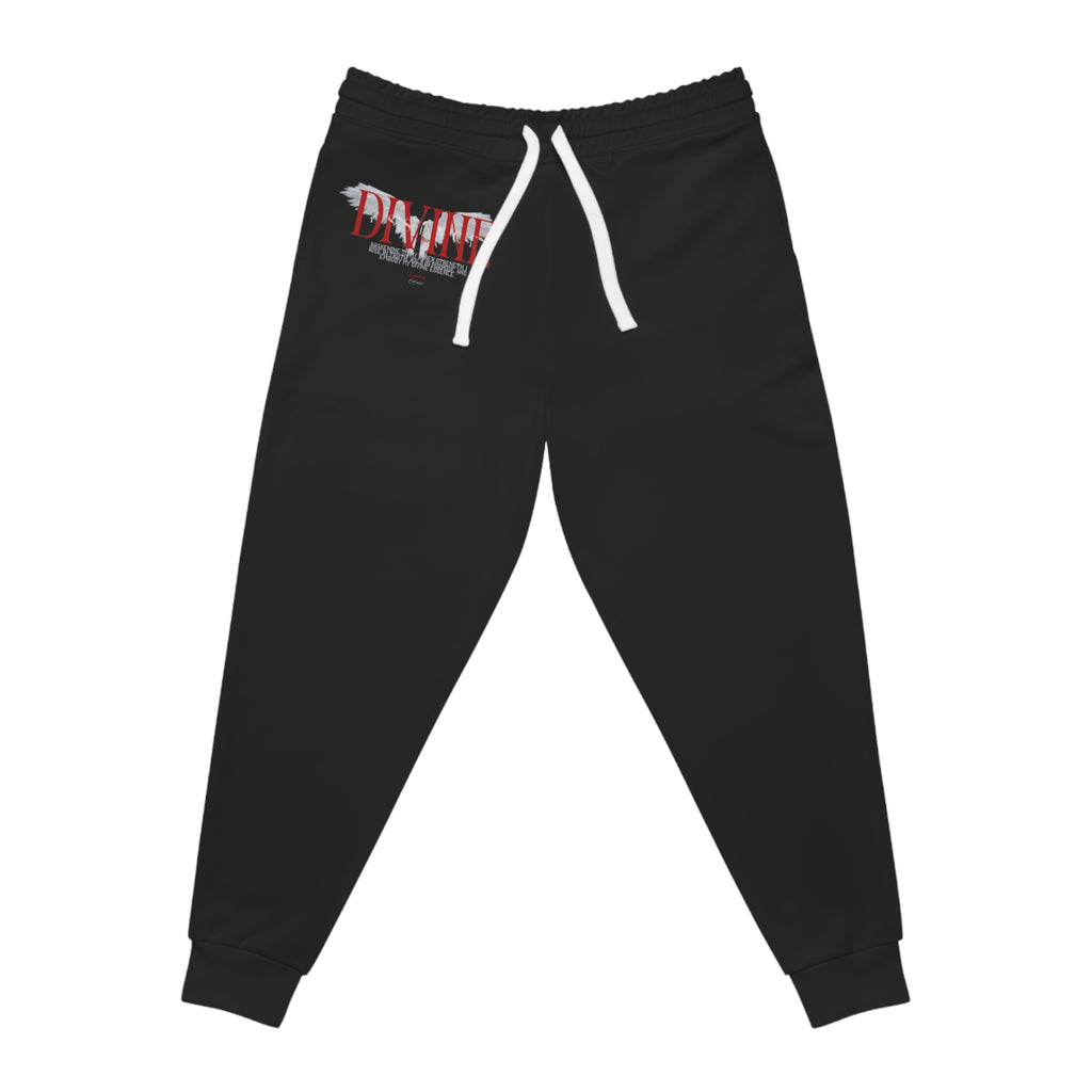 Black Athletic Joggers with Red 'DAWIT' Distressed Logo