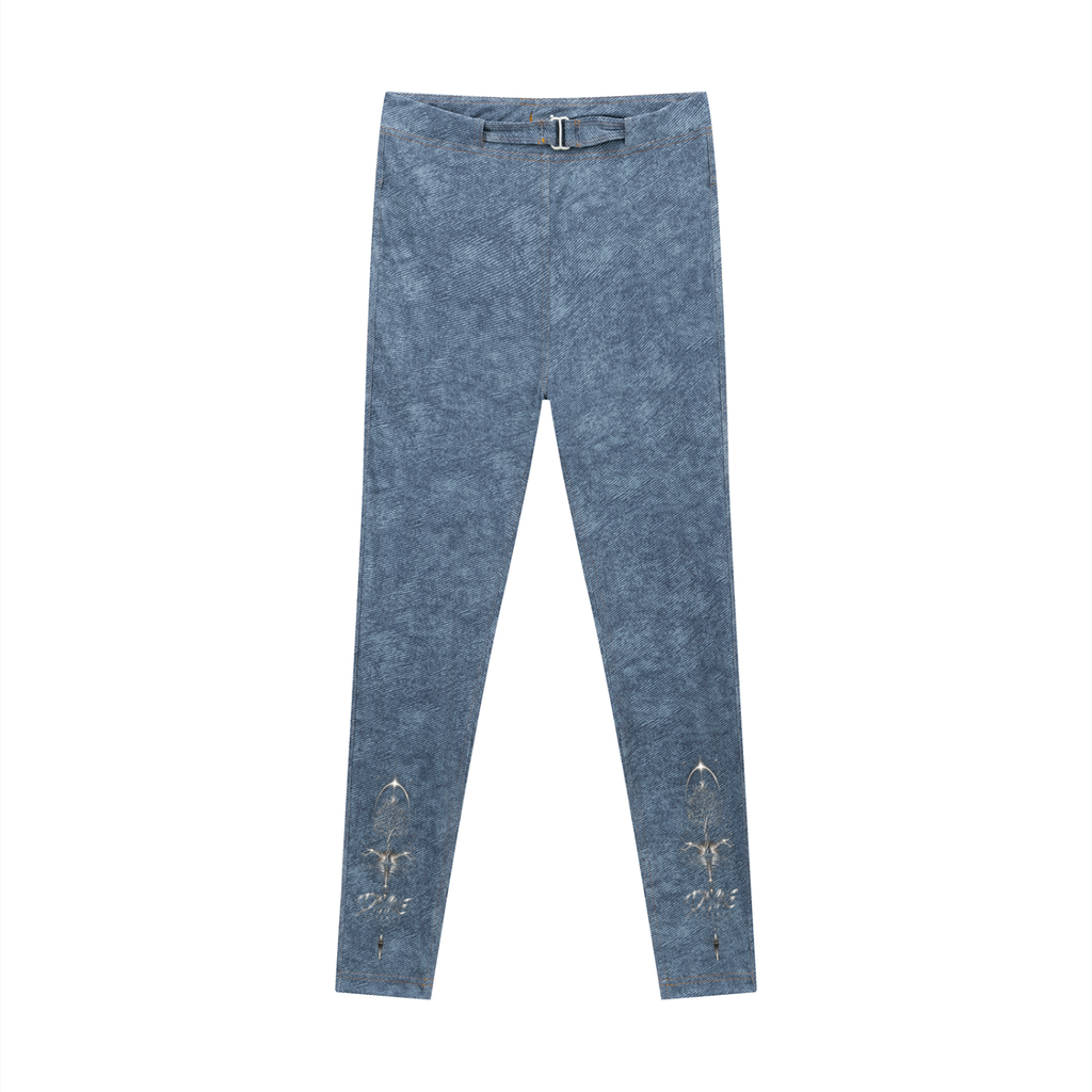 Women's Faux Denim Zip-Fly Leggings