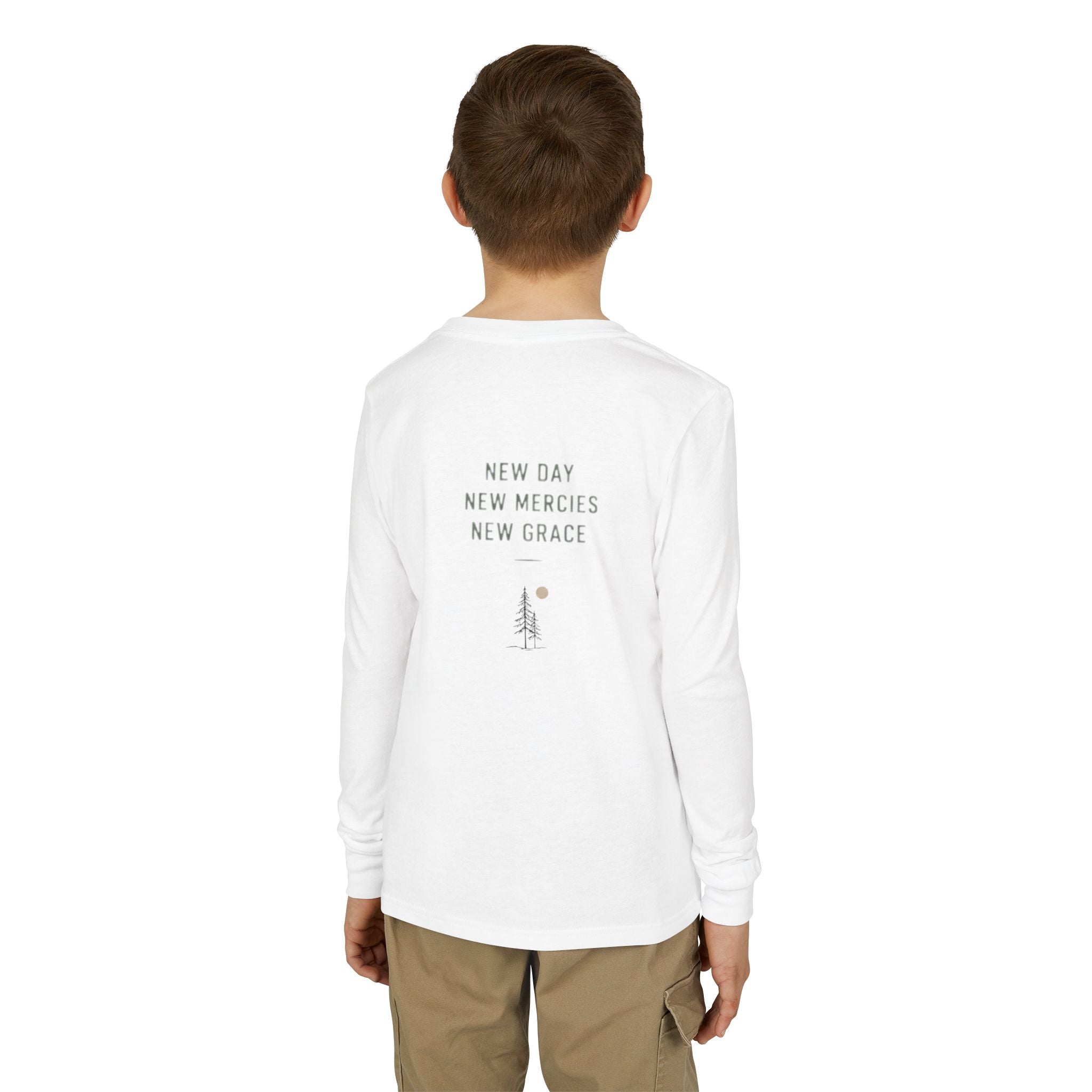 'New' Mountain Graphic & Back Youth Long Sleeve Tee -